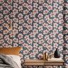 Pink Poppies with dark navy background in modern bedroom