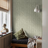 olive and cream vertical lines in teens bedroom
