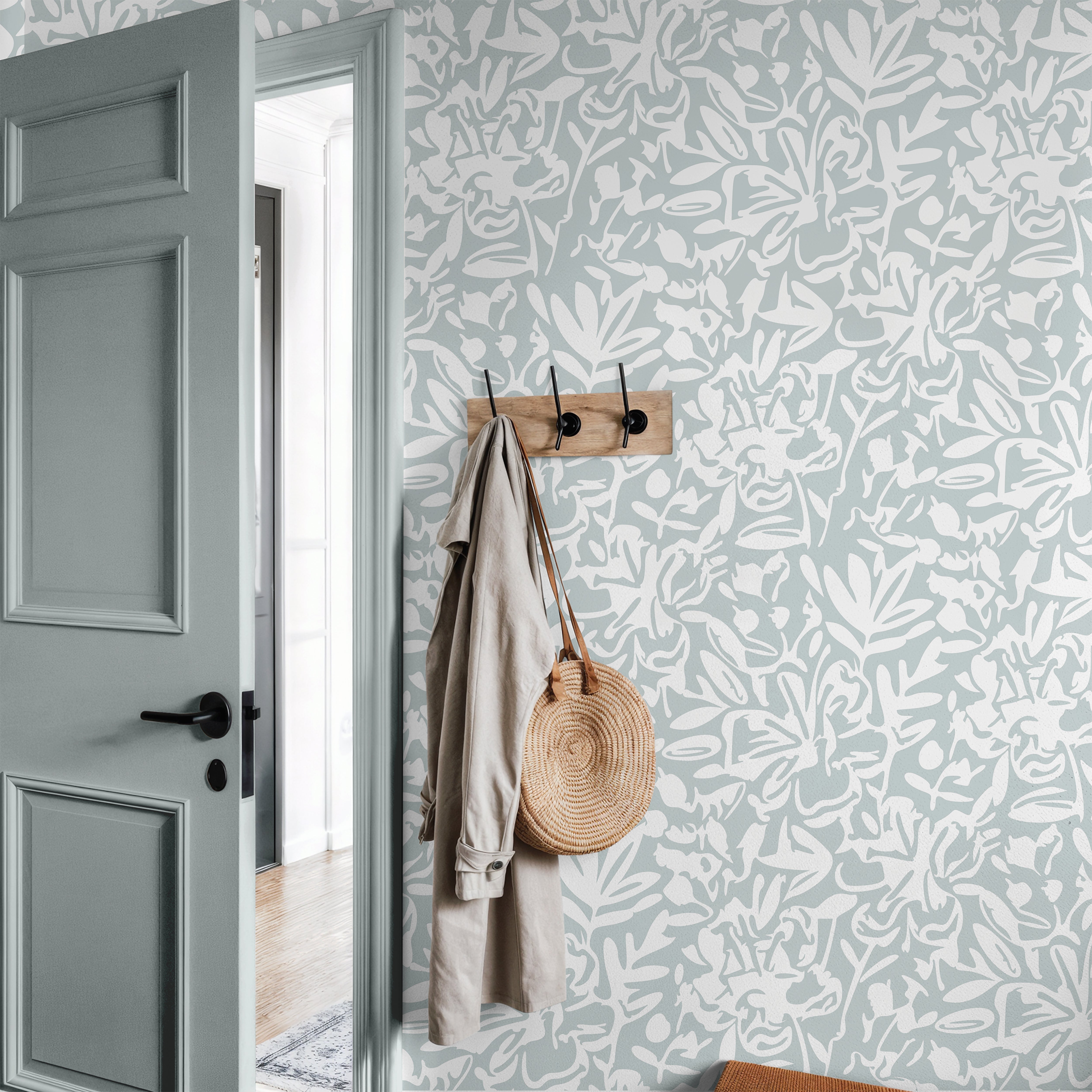 flowing brushstroke pattern, this wallpaper adds quiet texture and a natural, organic feel