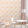 Bright and colorful eccentric blooms styled in neutral kids play room