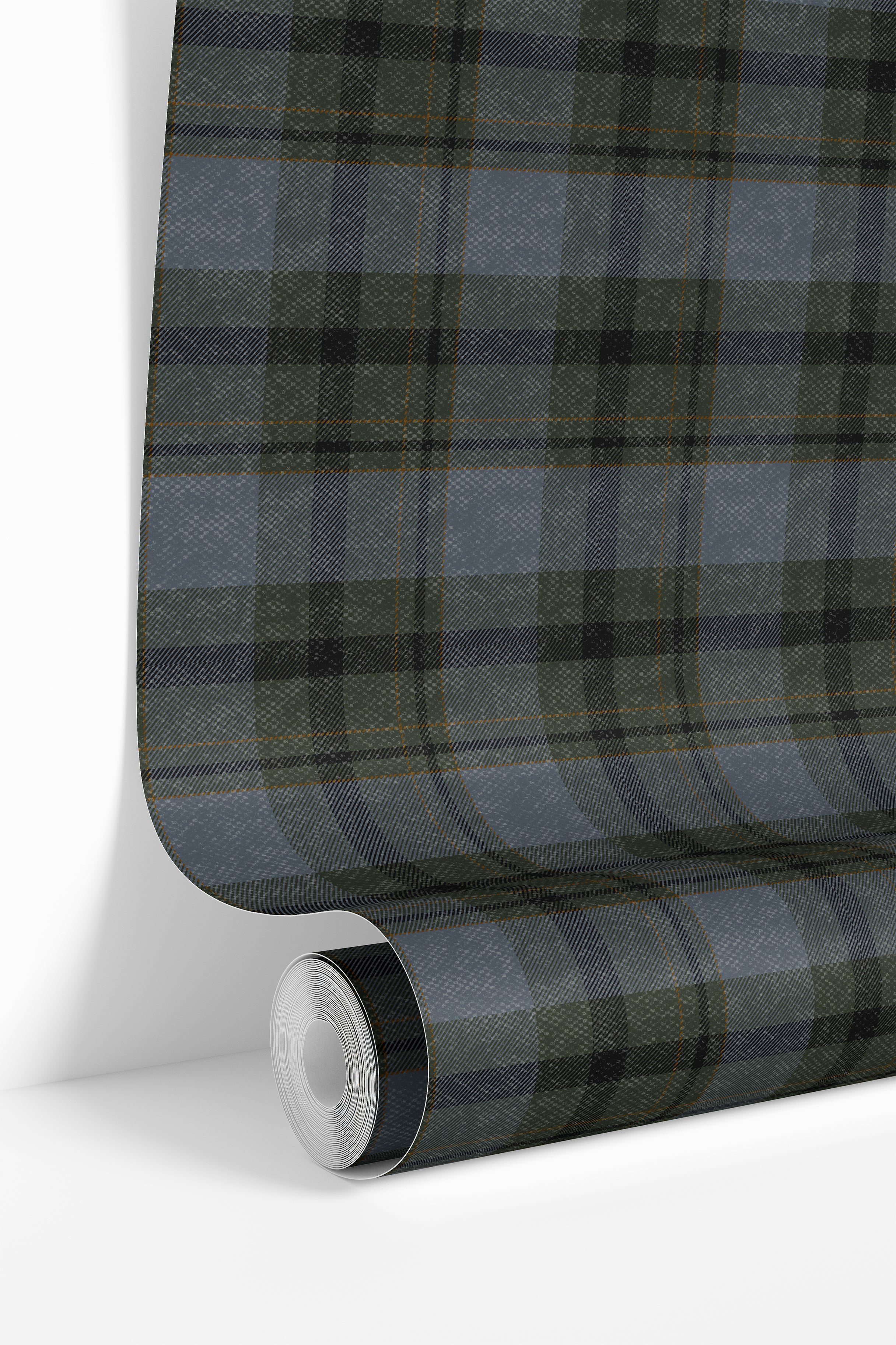 adler plaid wallpaper roll showing detailed tartan pattern design