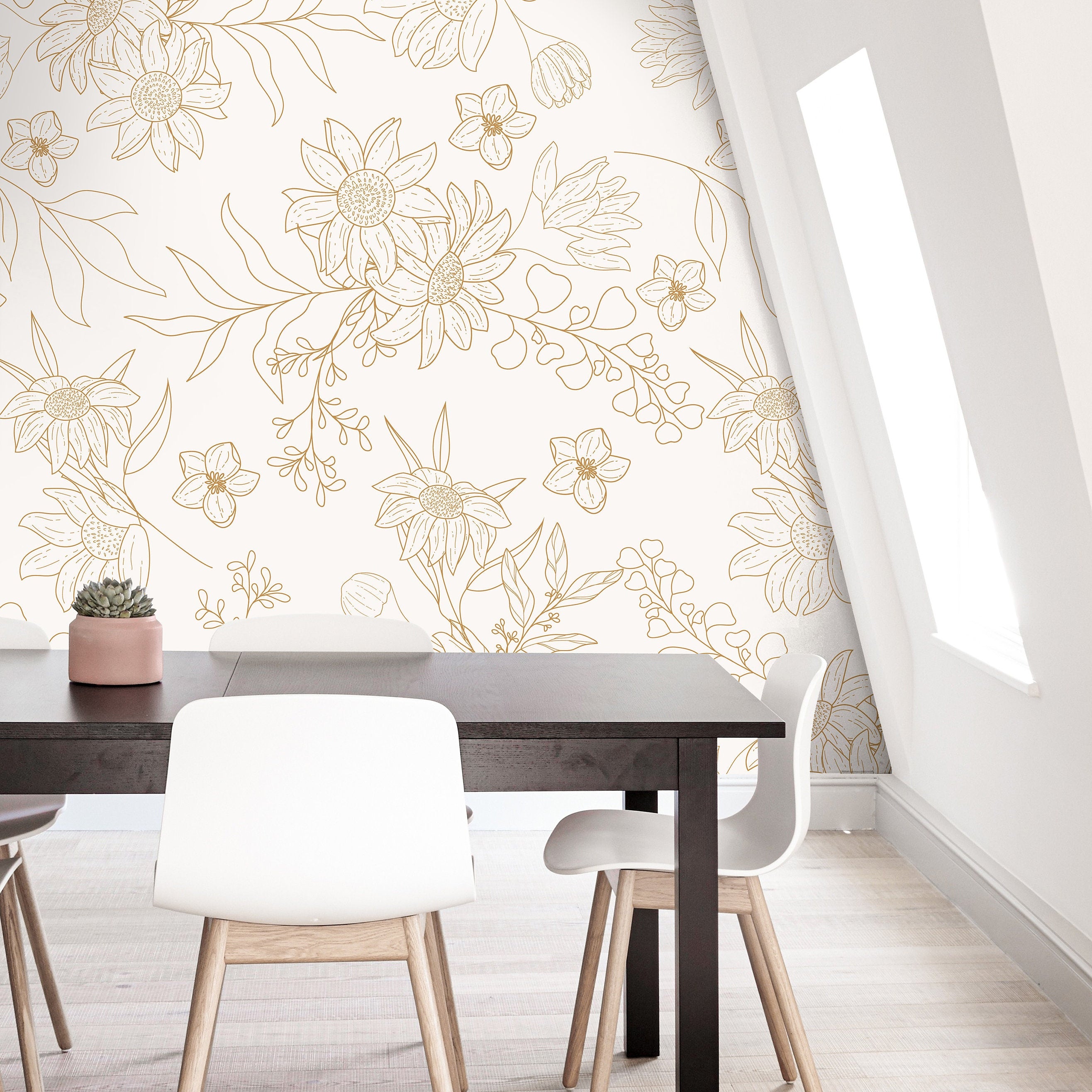 warm botanical sketch wallpaper detail 45