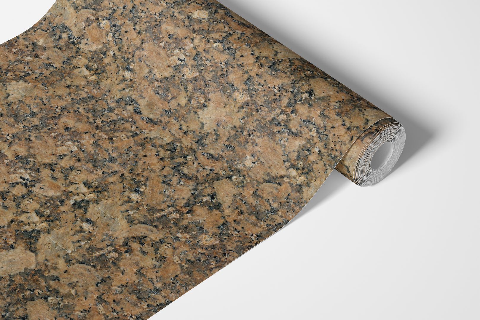 Roll of Amberstone Granite countertop film 83 displaying warm granite stone pattern