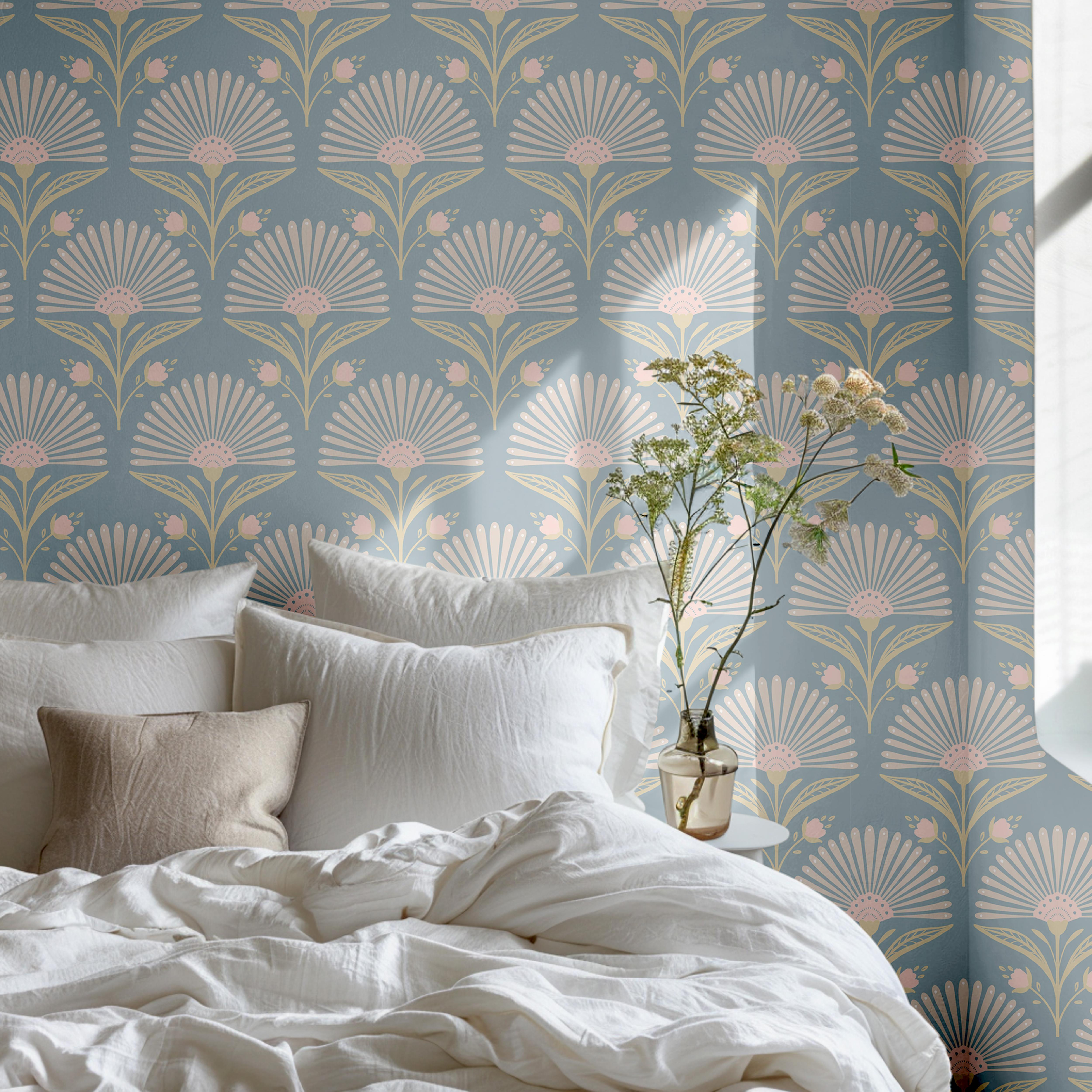 elegant art deco tulip wallpaper for bedrooms 2060