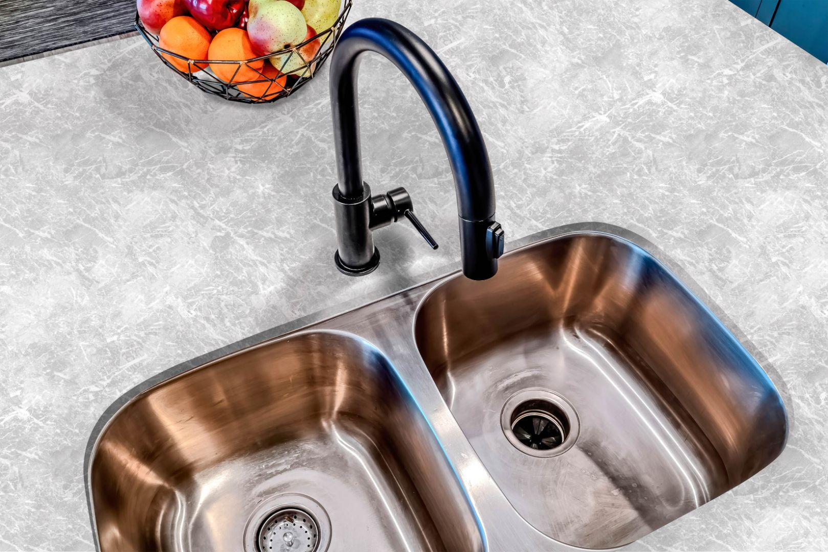 Ashmere Marble countertop film 80 installed on a kitchen countertop with light marble texture