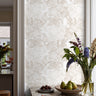neutral floral wallpaper with soft tan tones for bedroom and kitchen walls