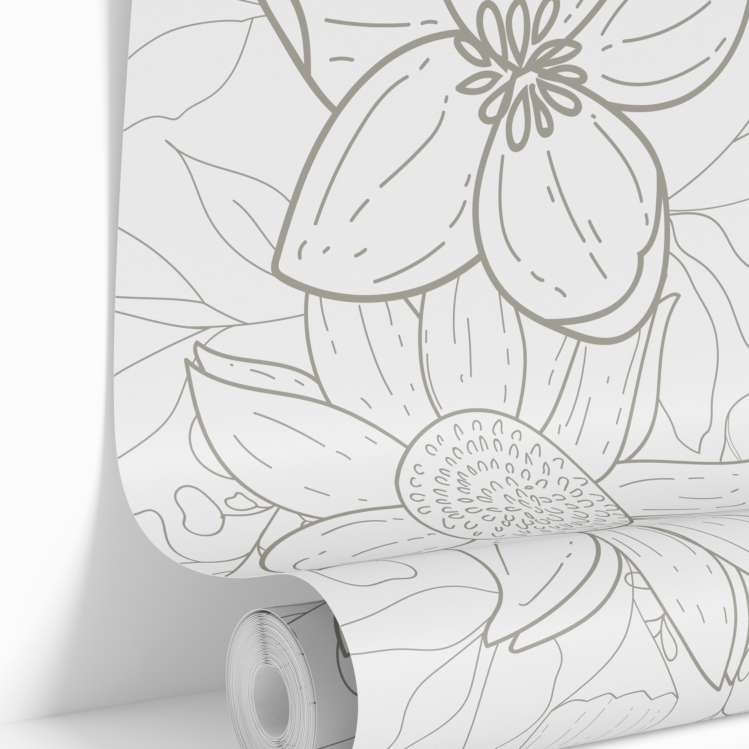 barely blooming wallpaper roll with line floral pattern 265