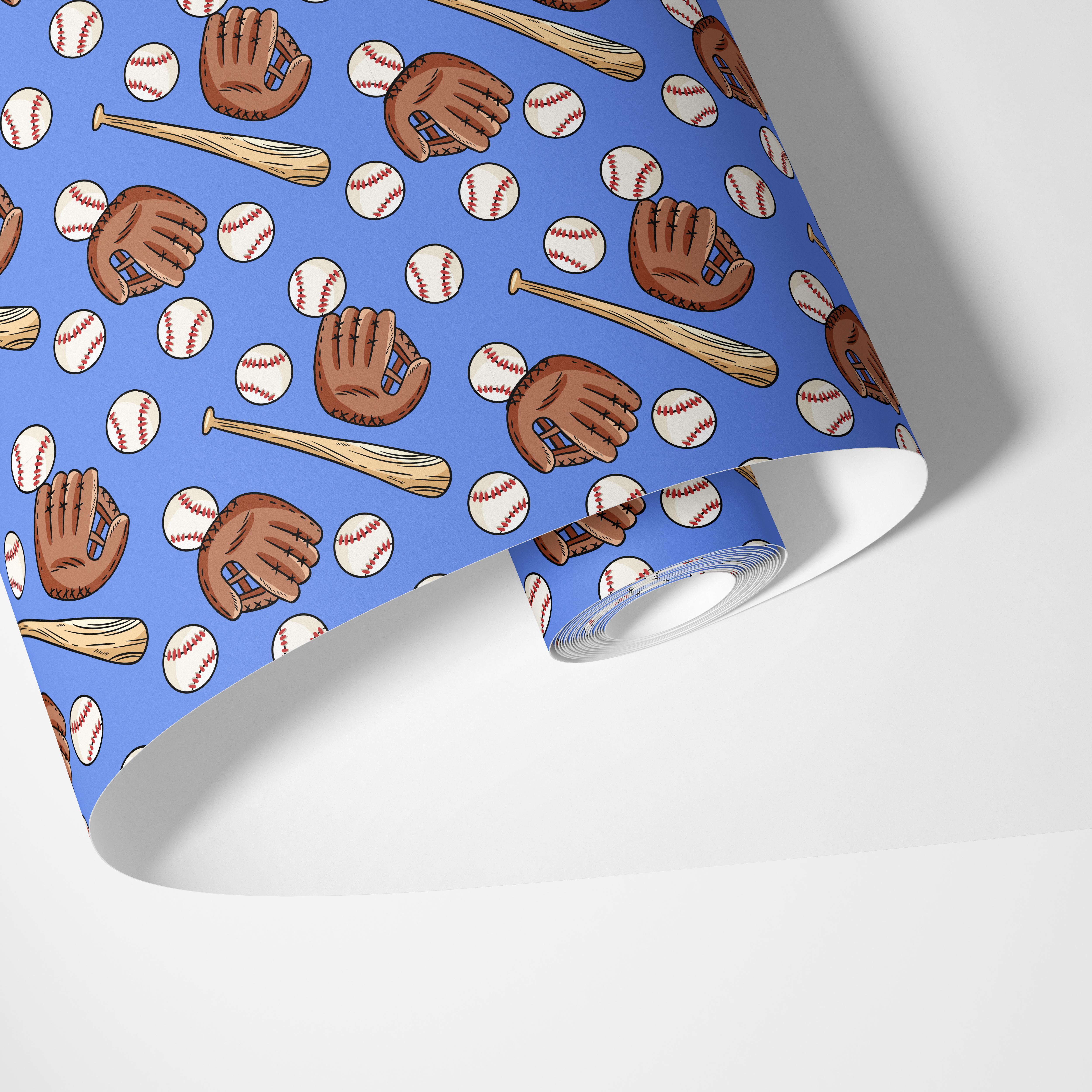 baseball themed contact paper with bats and gloves