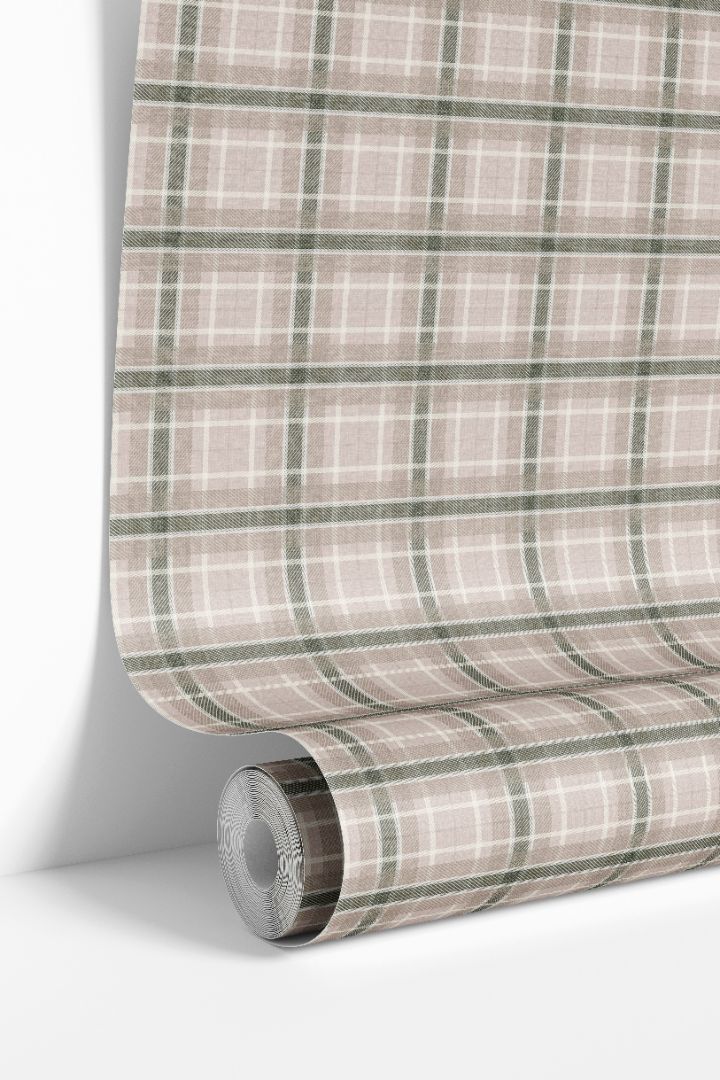 roll of birchmark plaid wallpaper 2271 showing woven neutral design