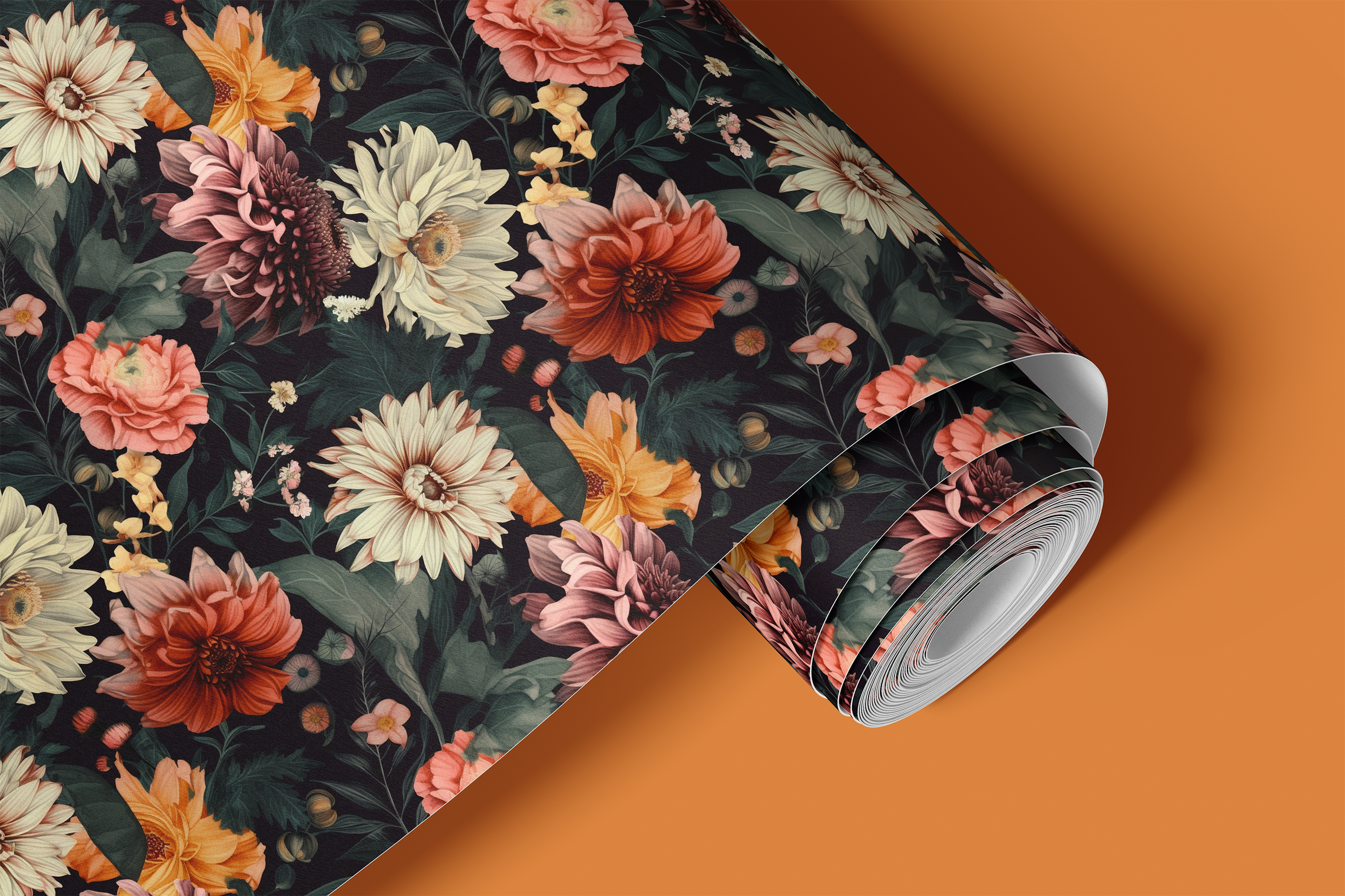 romantic dark flower pattern for walls and shelves 1641
