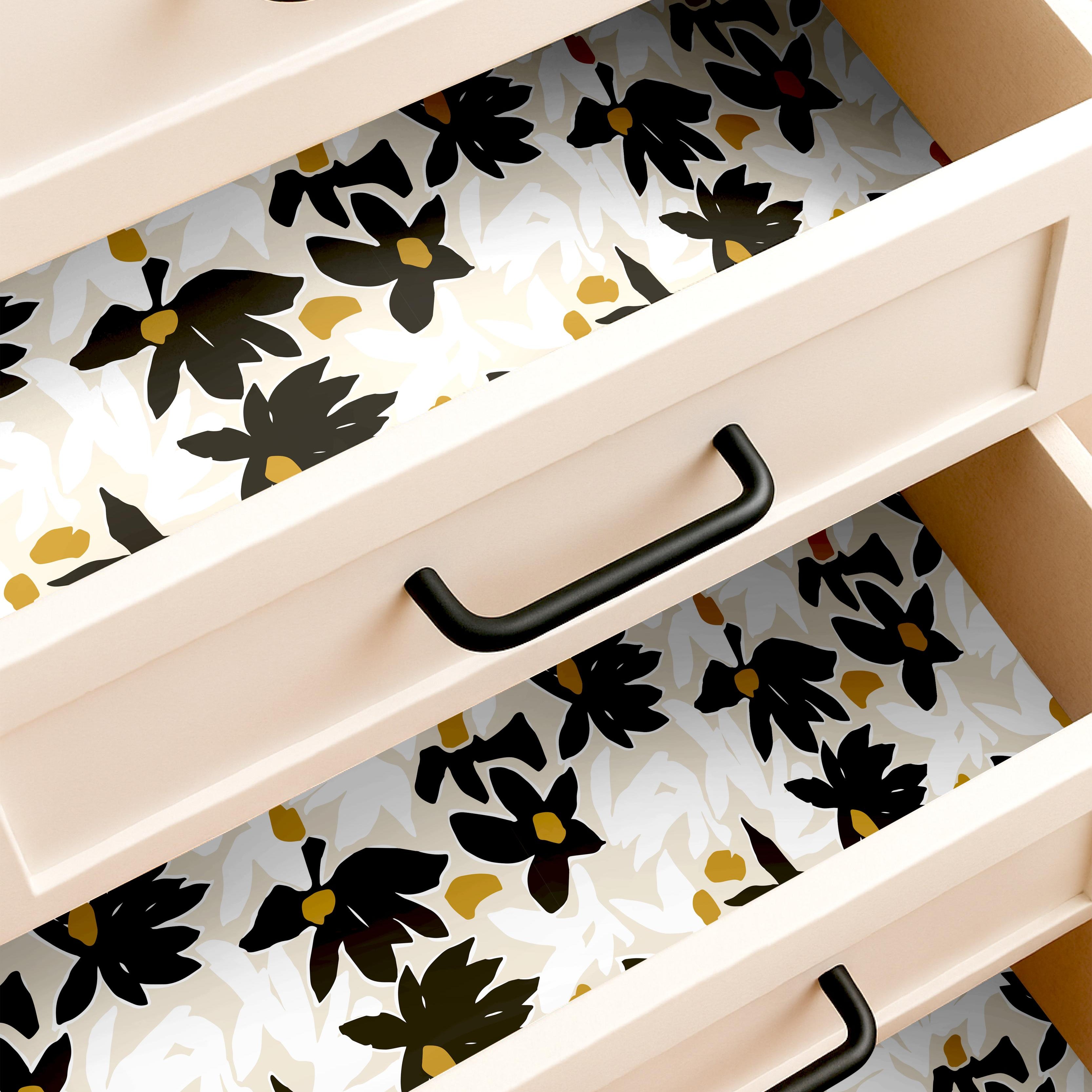 Moody Meadow | Golden Floral Removable Contact Paper for Shelves, Cabinets, Walls, DIY Home Decor 1794