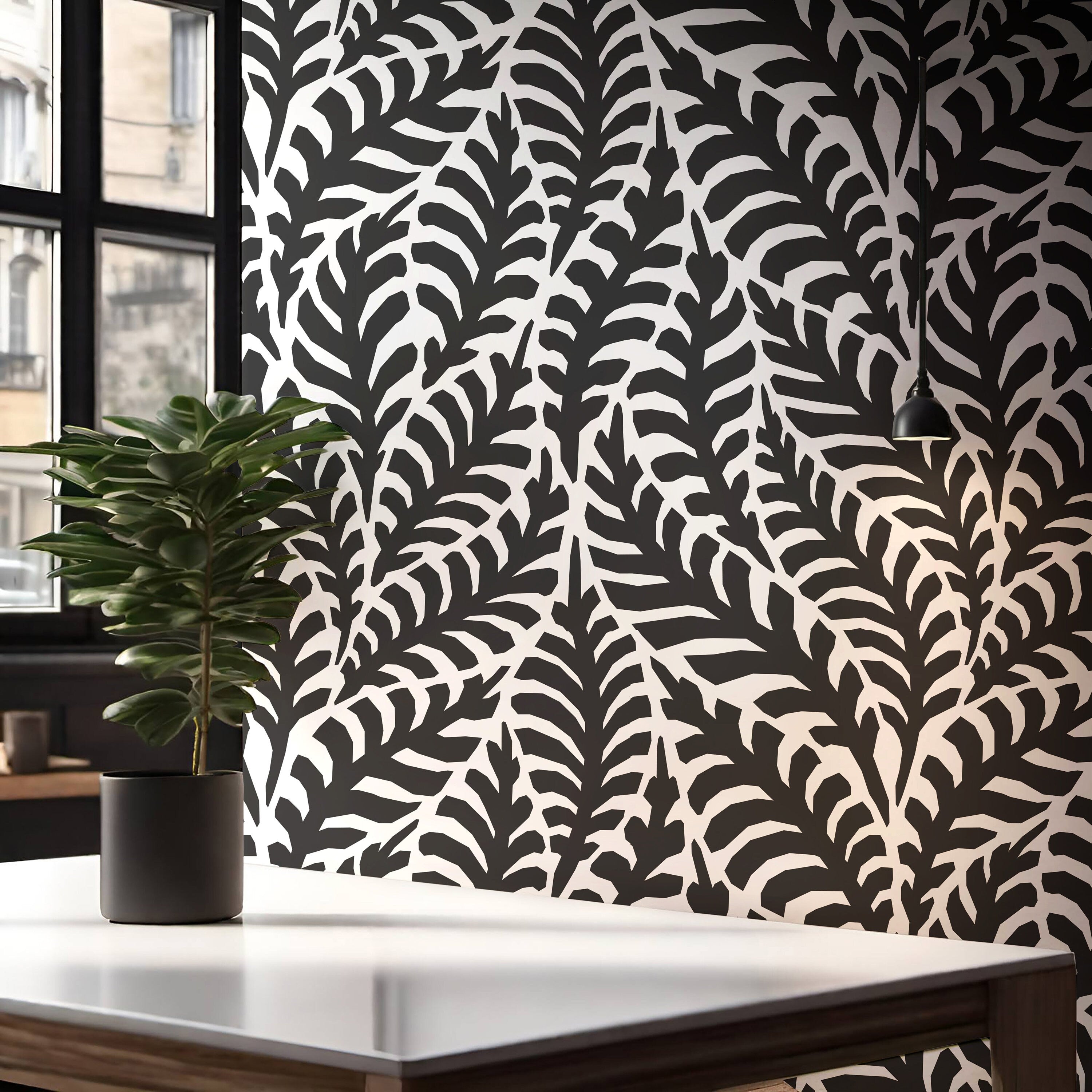 bold black and white botanical wallpaper 1215