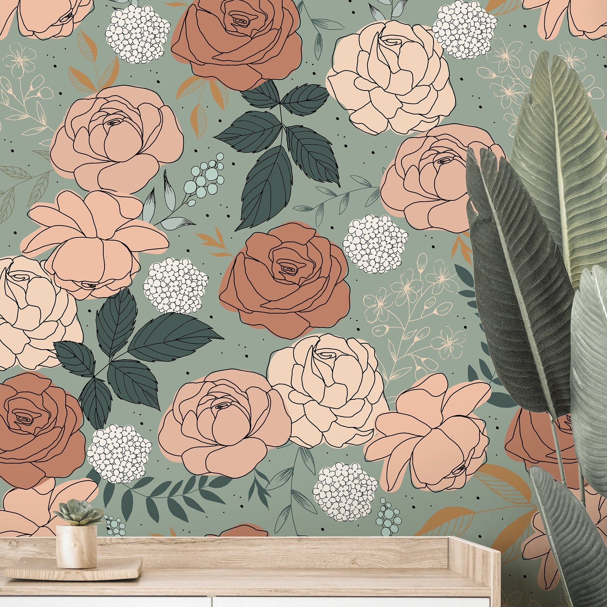 romantic rose print wallpaper for bedrooms 155