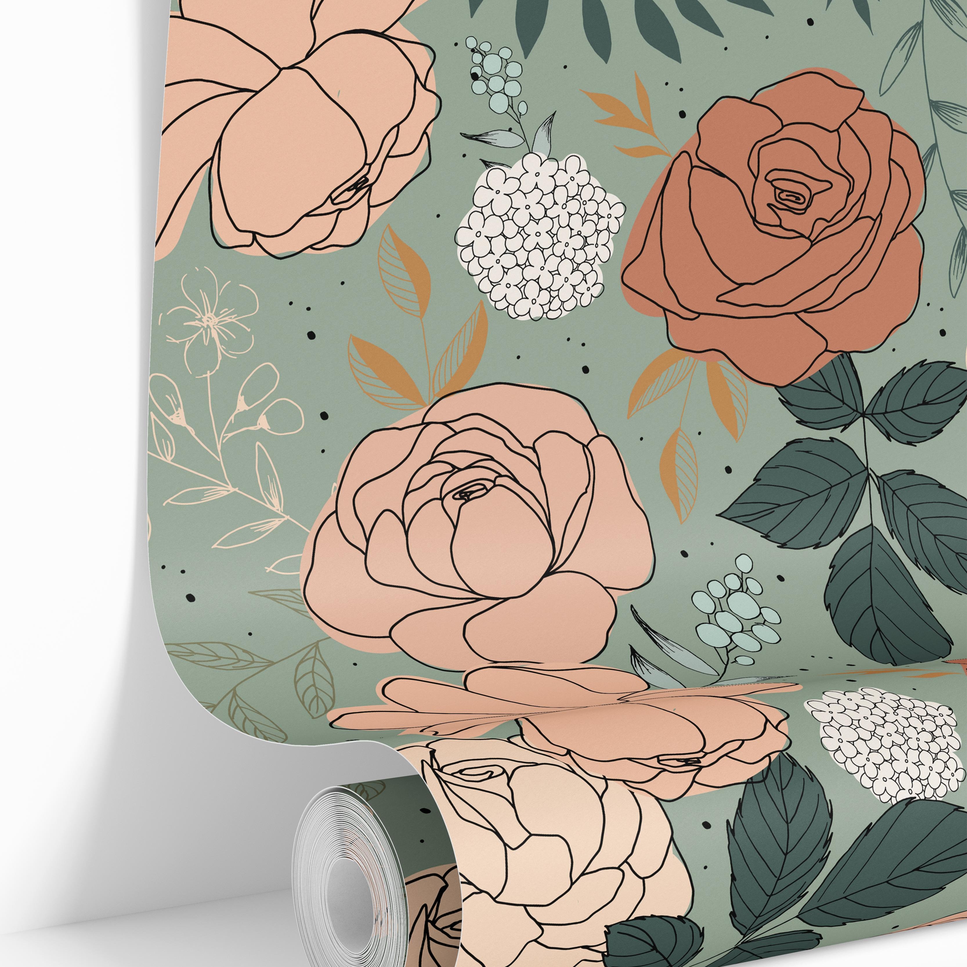 wallpaper roll image with blush florals 166