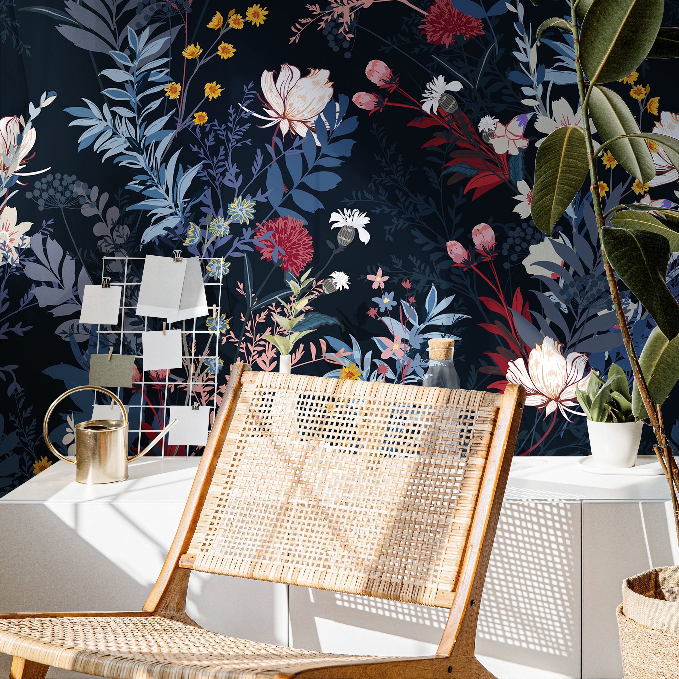 dark floral wallpaper navy background 643