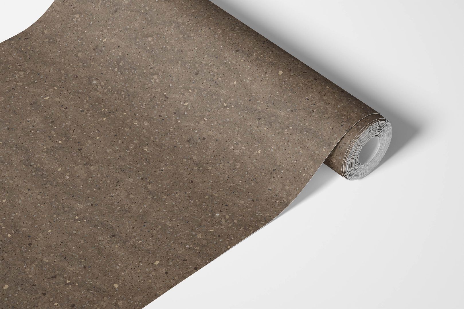 Roll of Canyon Clay terrazzo countertop film 85 displaying clay toned speckled pattern