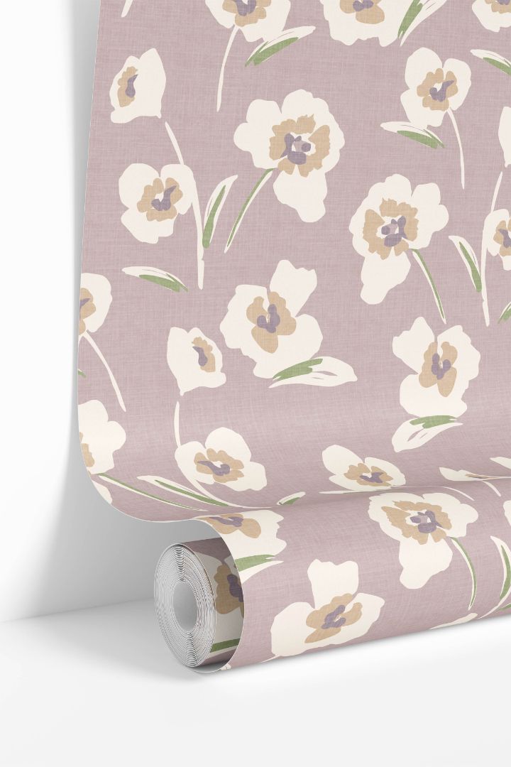 chantilly petals wallpaper roll showing repeating floral pattern