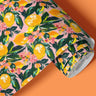 contact paper roll showing lemon floral pattern for cabinets shelves and furniture surfaces