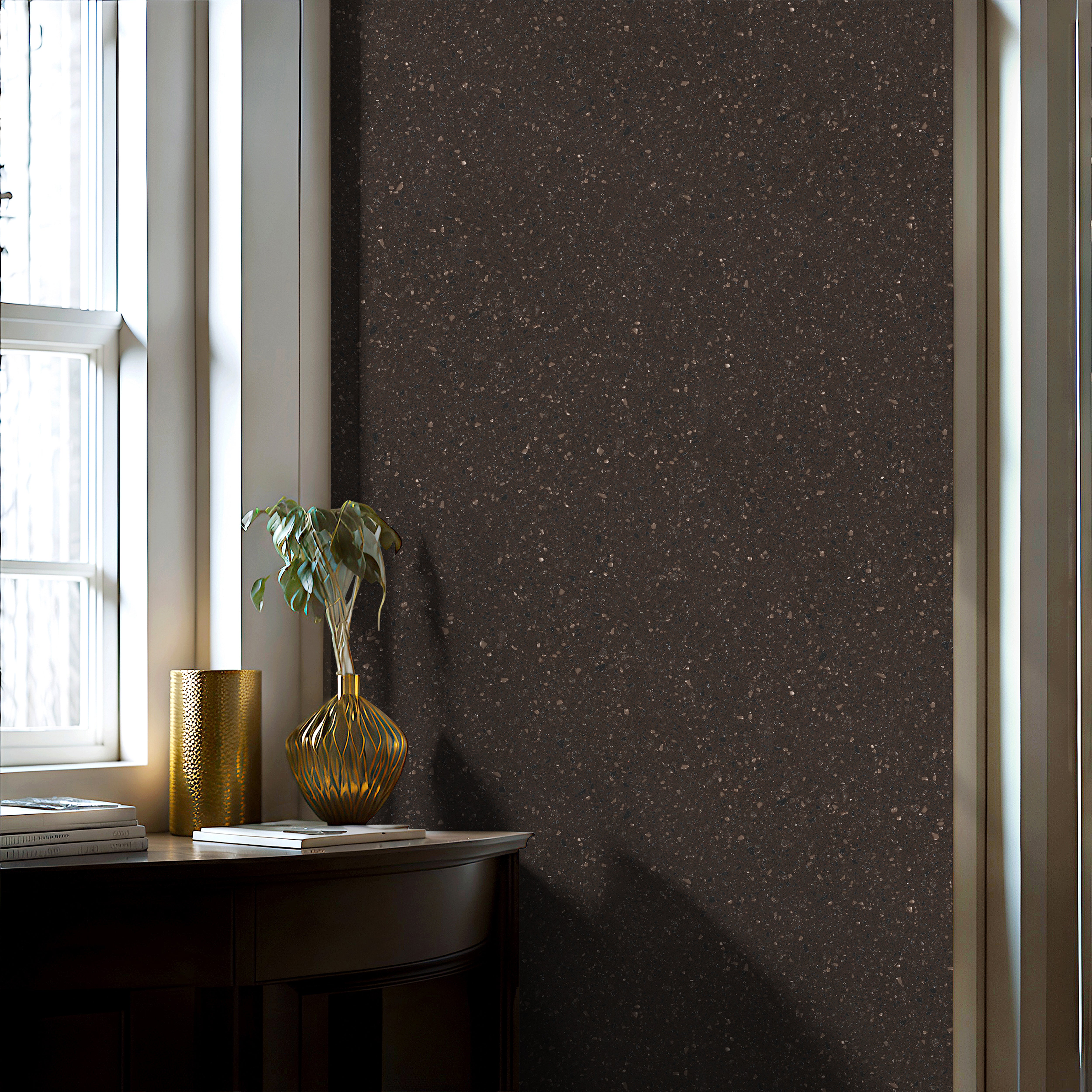 dark brown stone wallpaper with slate texture for accent walls and modern interiors
