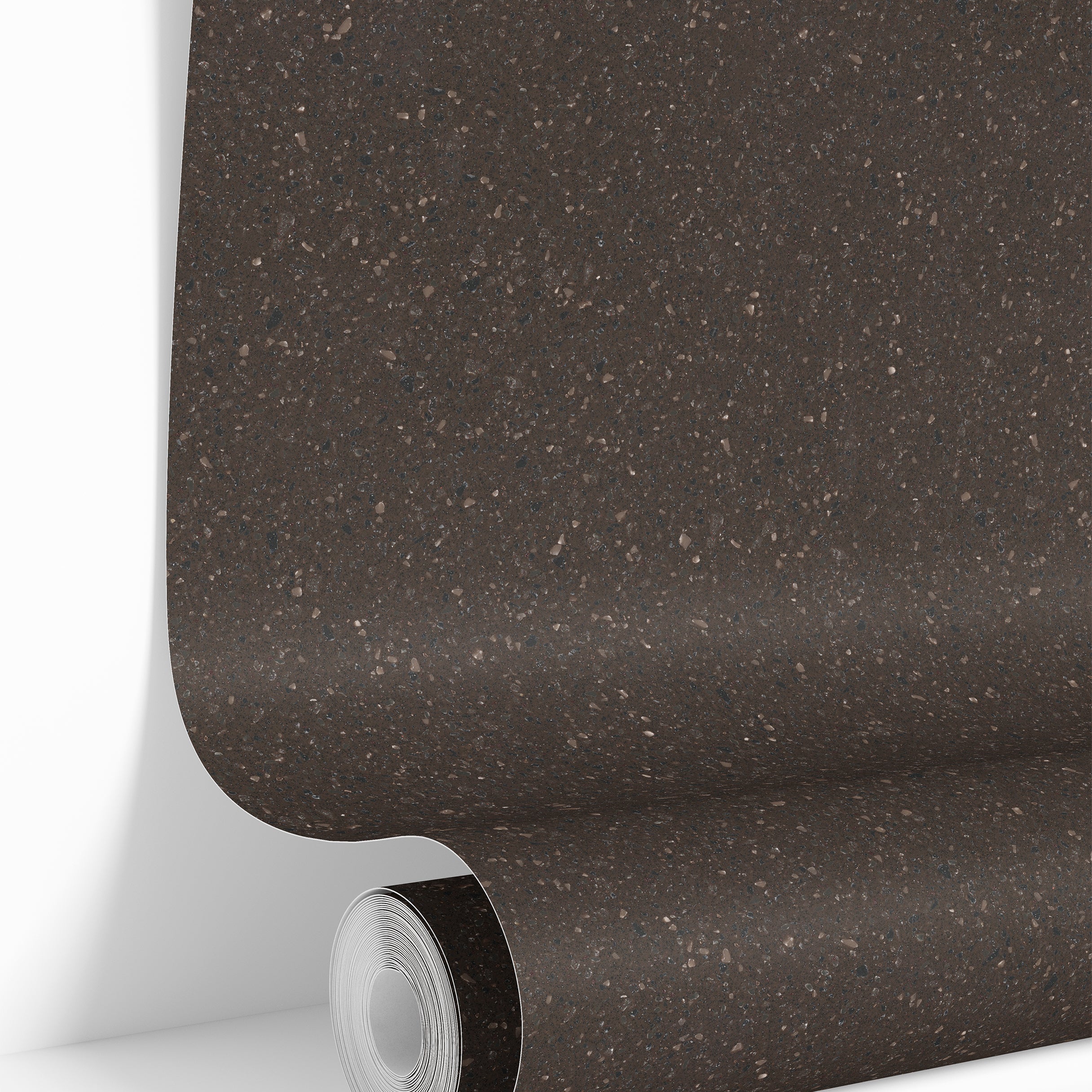 wallpaper roll showing dark brown slate stone texture for accent walls and interiors