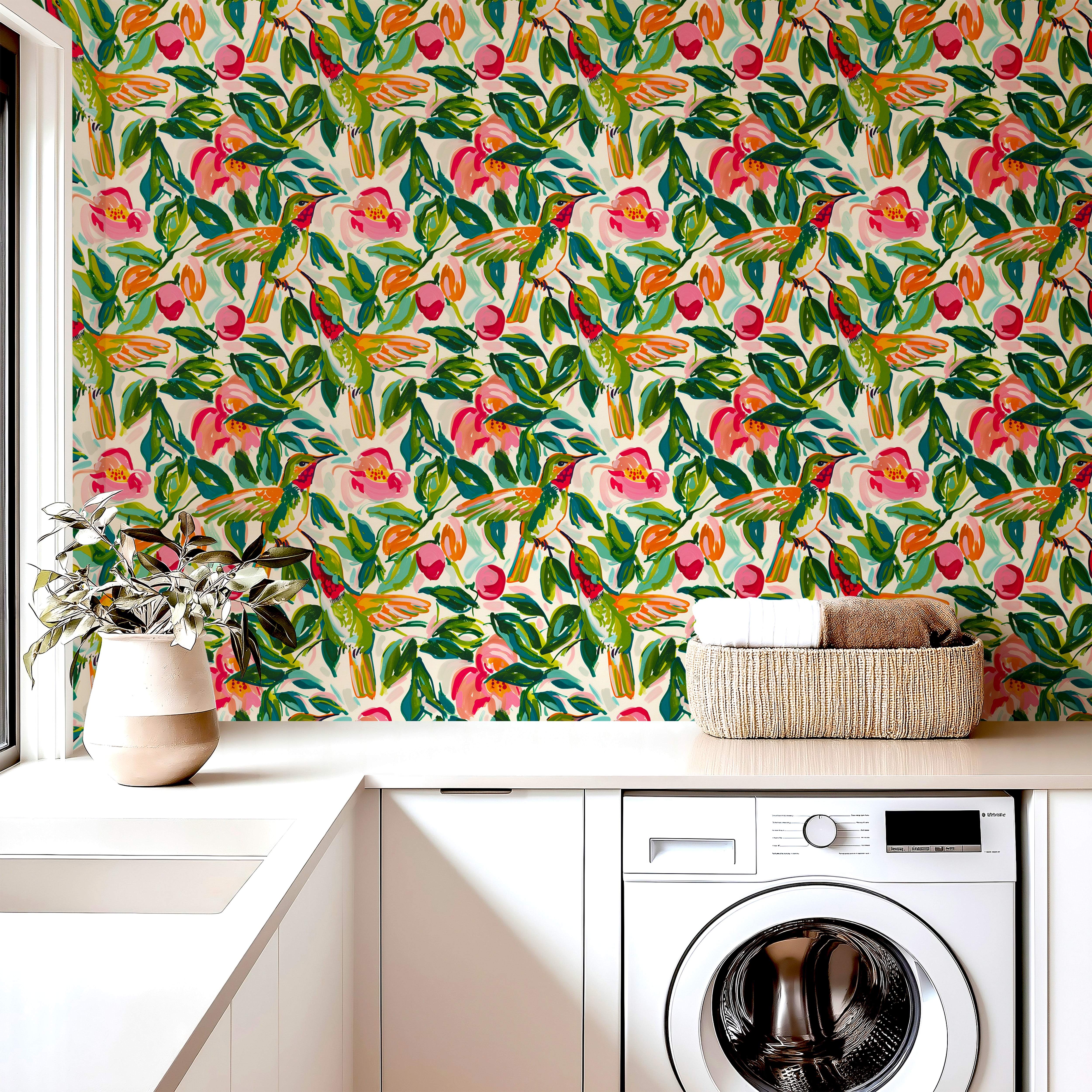 hummingbird wallpaper 2036 in laundry room