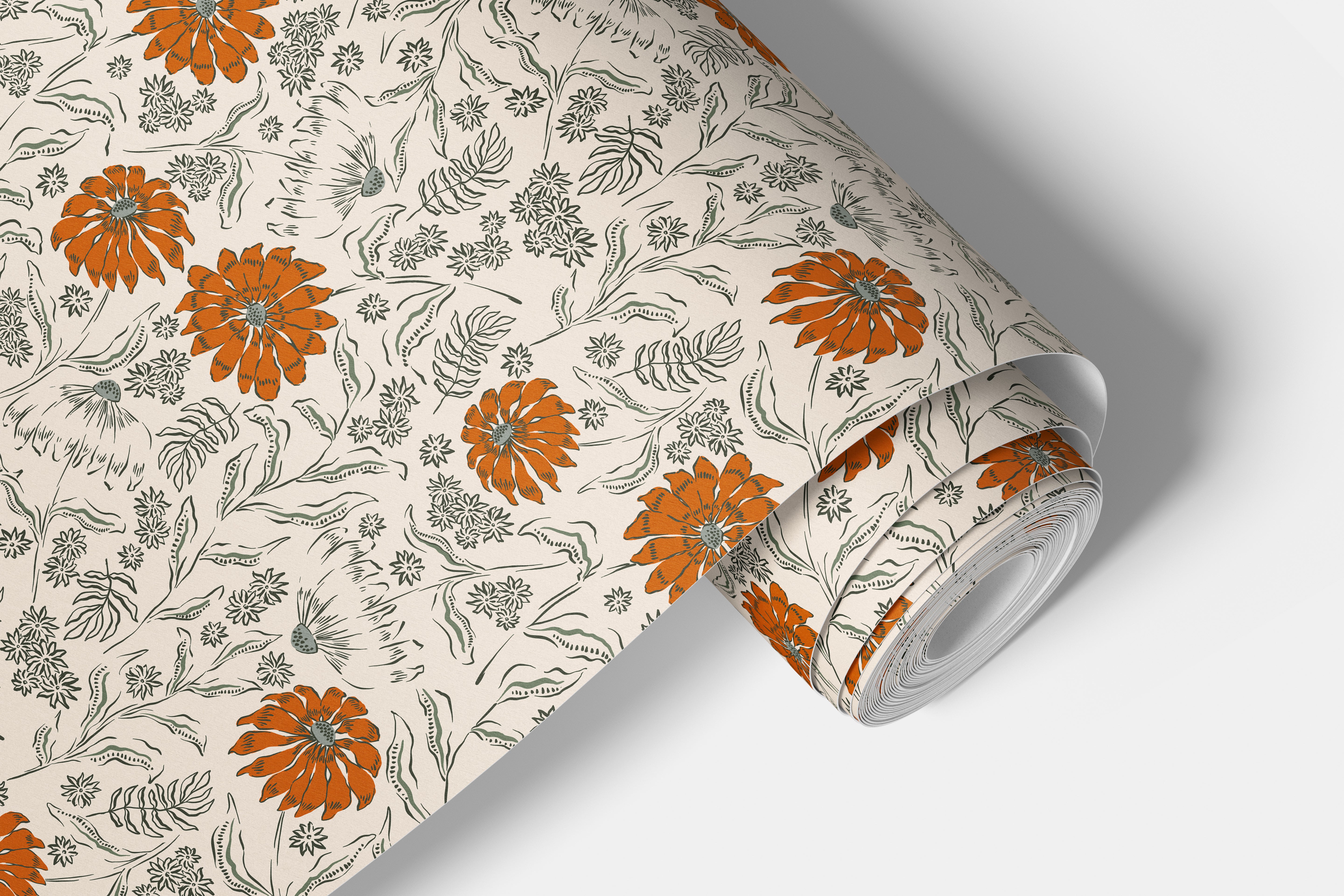 contact paper roll with amber grove floral pattern 1979 