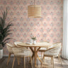 Coral Bloom wallpaper with pink and blue florals adding brightness and charm to dining space