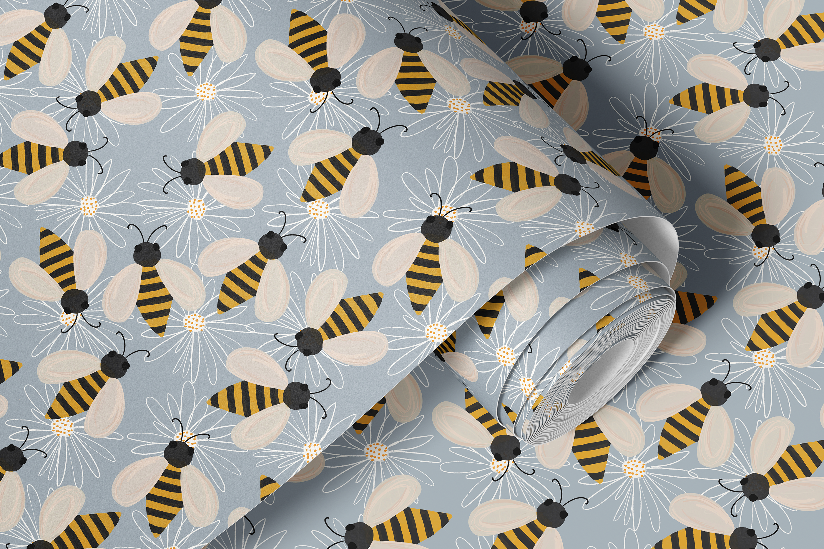 contact paper 1947 roll image with bee and daisy print

