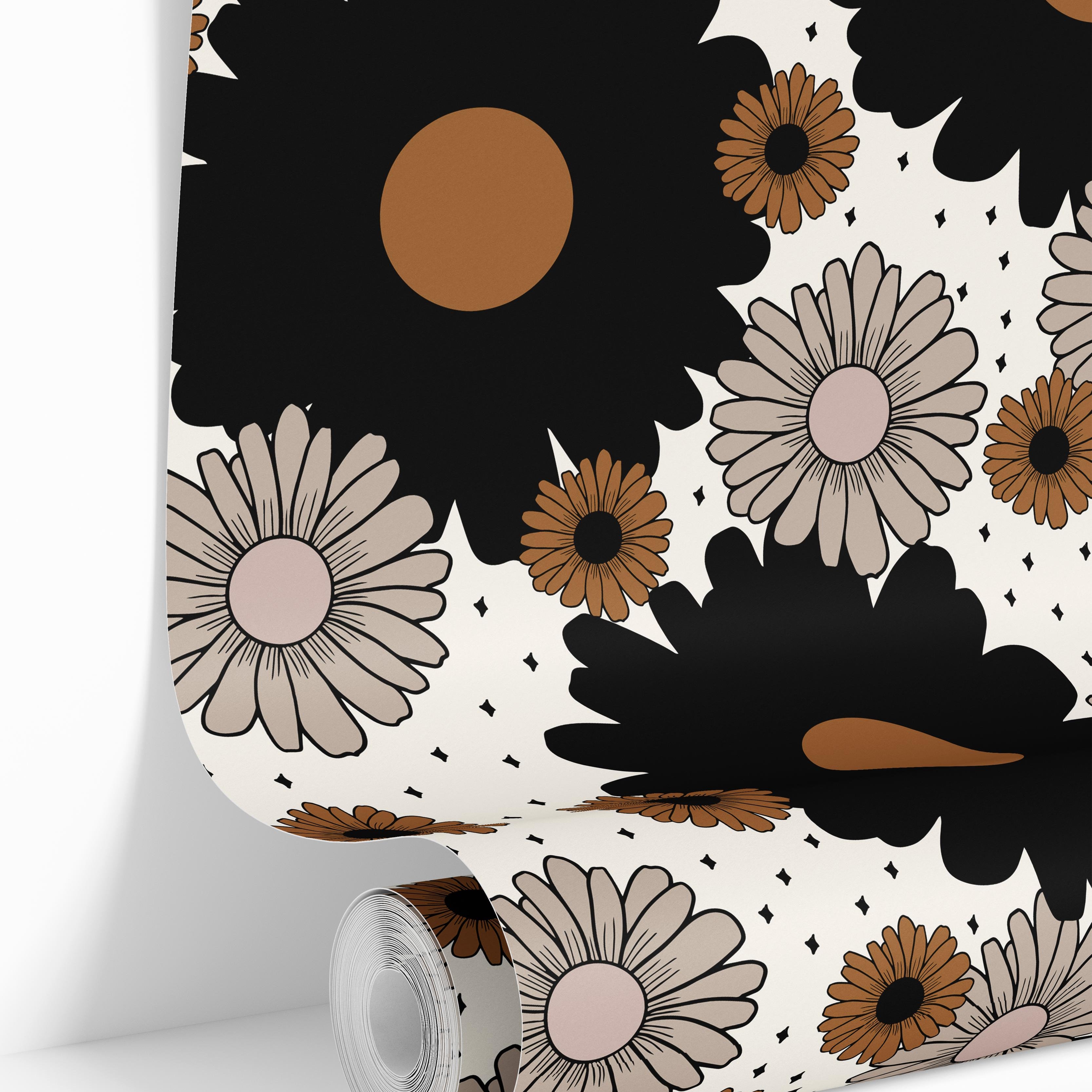 wallpaper roll image with graphic floral print 381