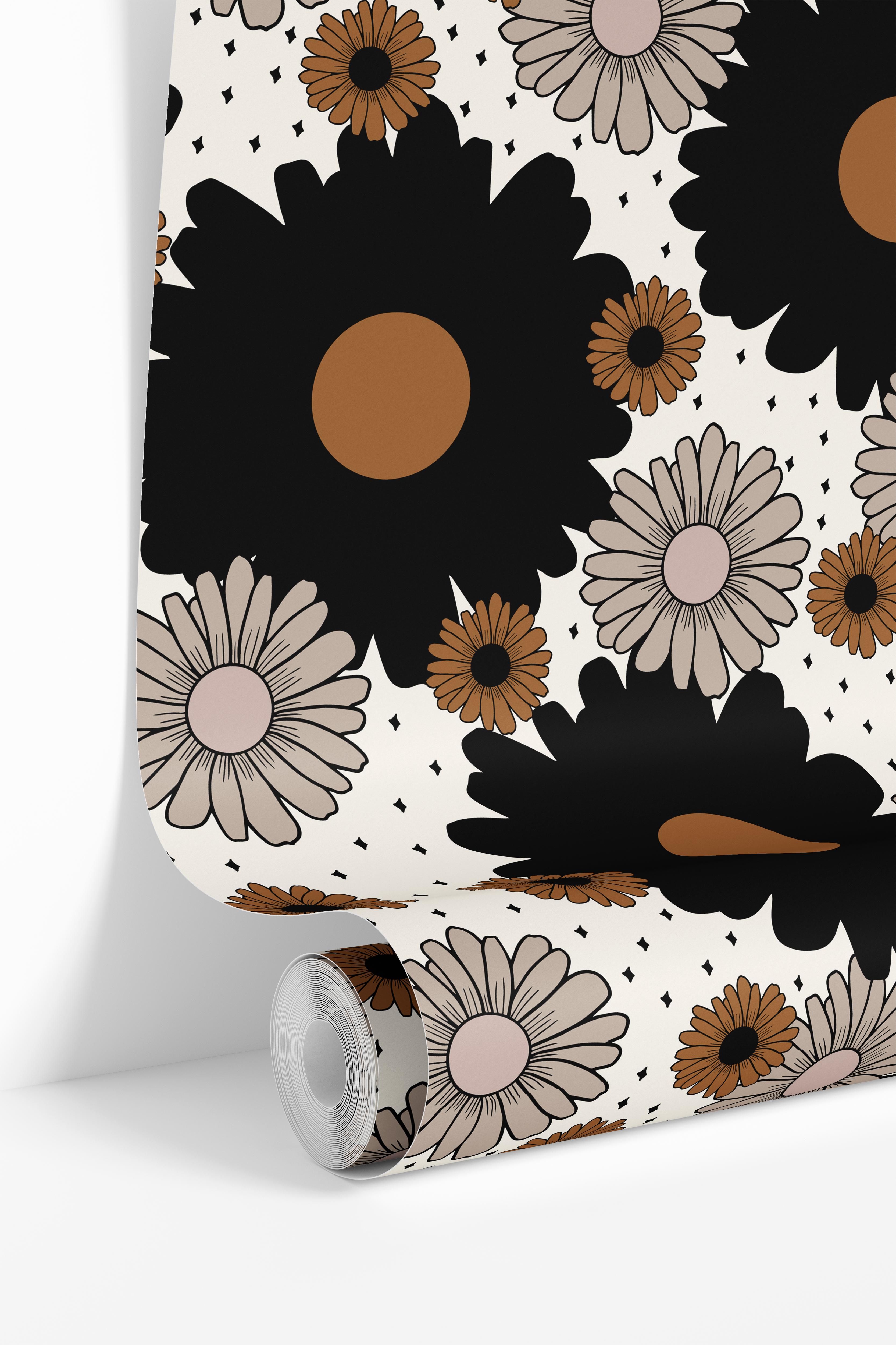 wallpaper roll image with graphic floral print 381