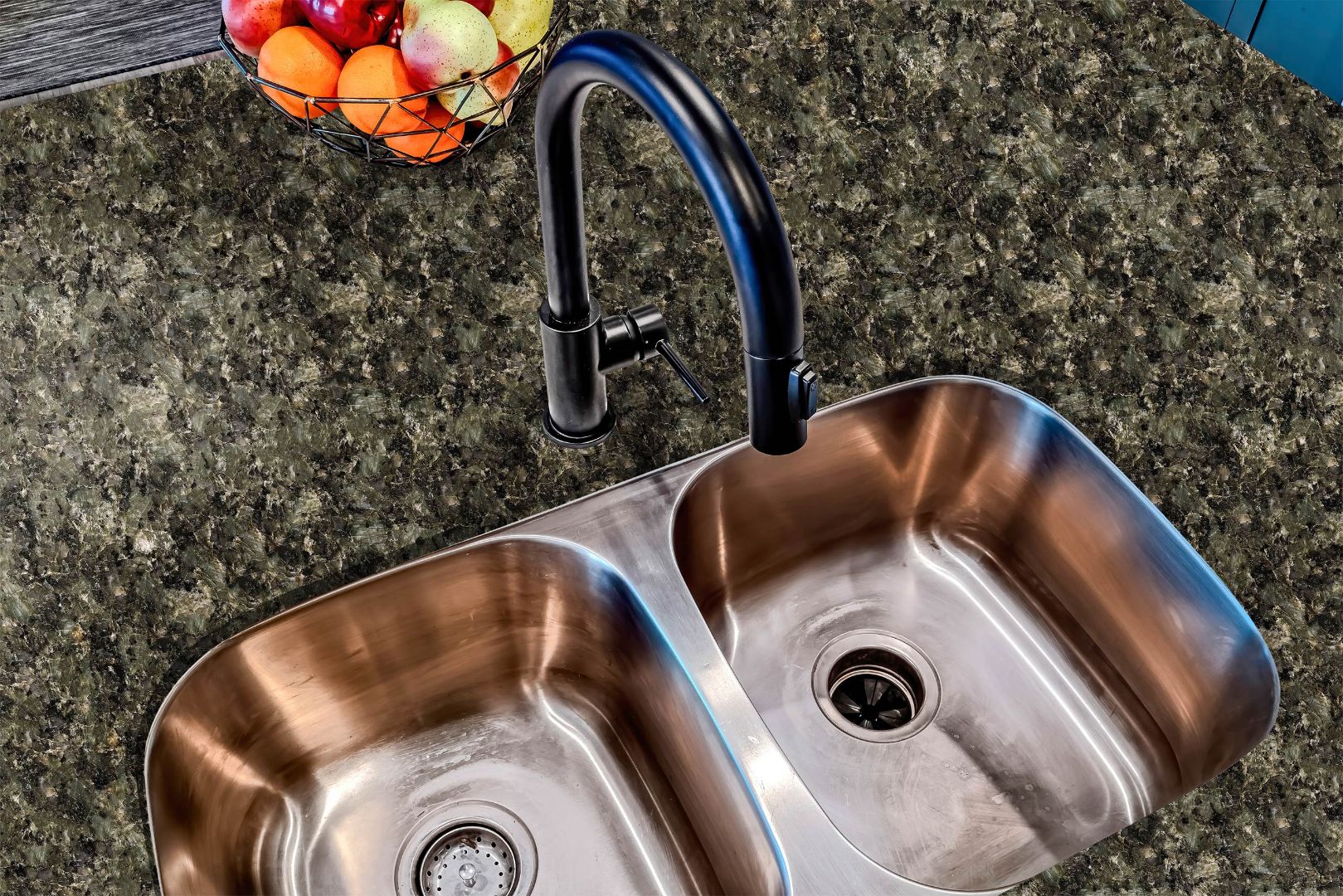 Deep Forest Granite countertop film 87 installed on a kitchen countertop with realistic granite texture
