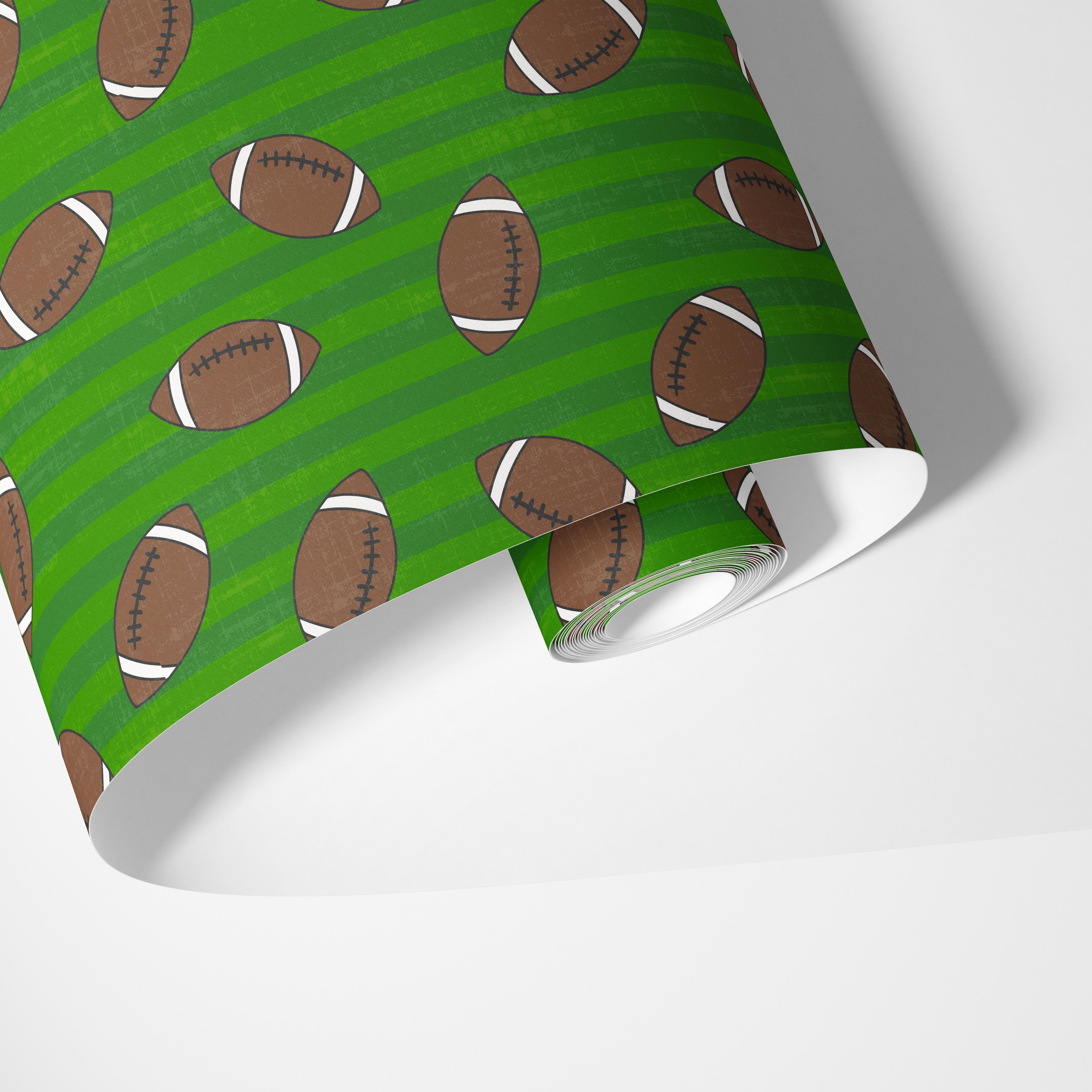 green contact paper with brown football pattern
