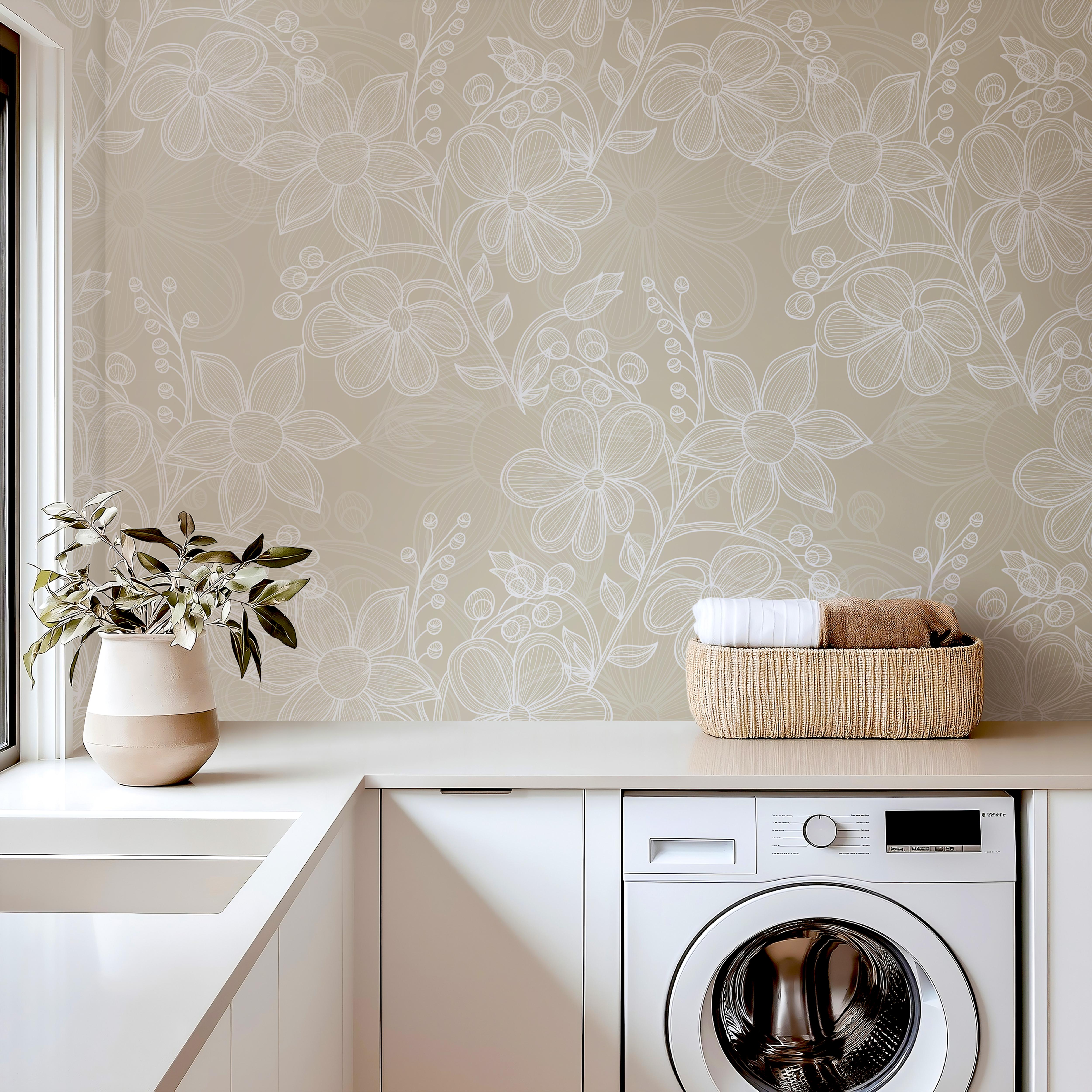 whispered petals wallpaper with white flower outlines 3874