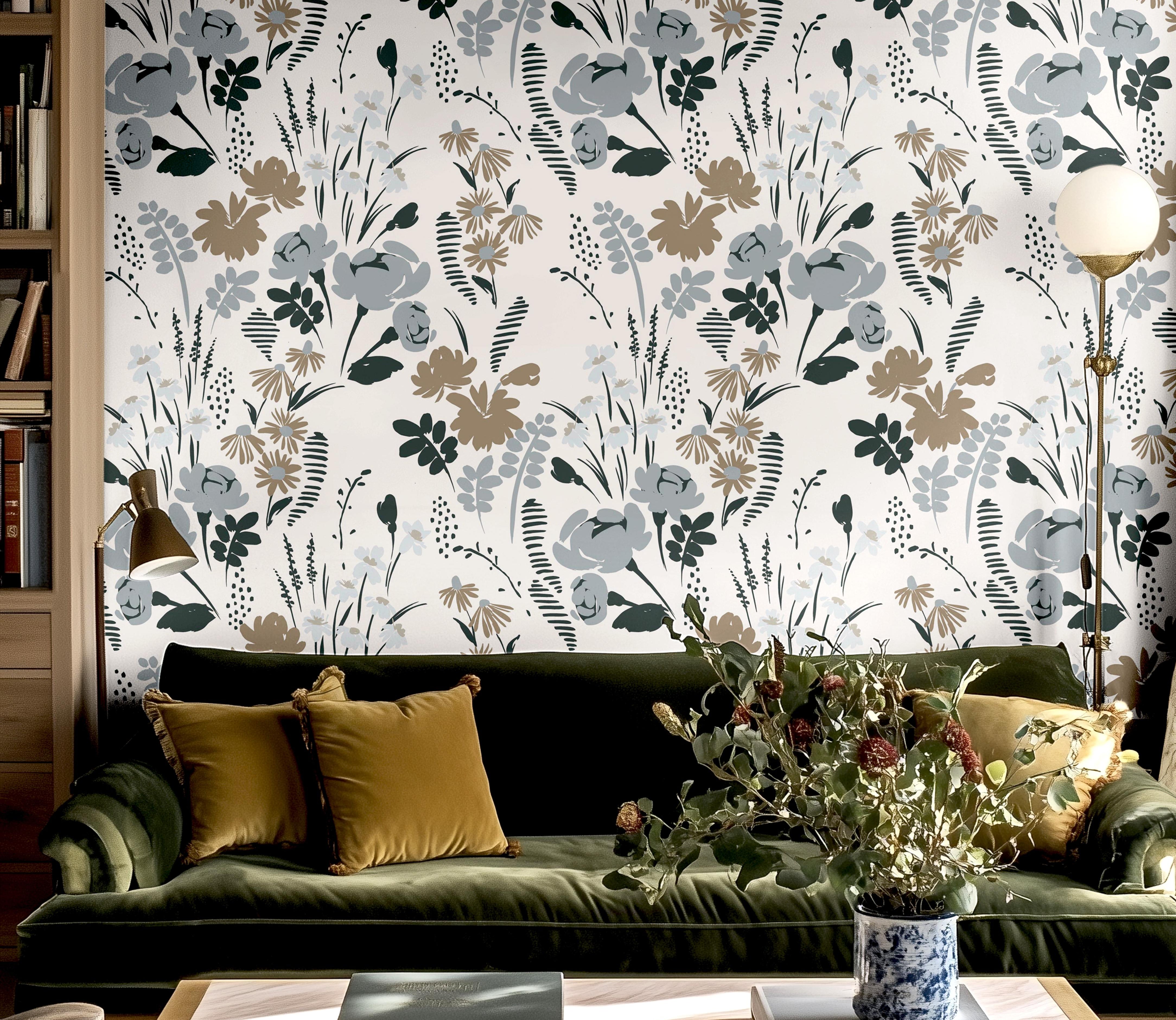 modern cottage wallpaper design installed