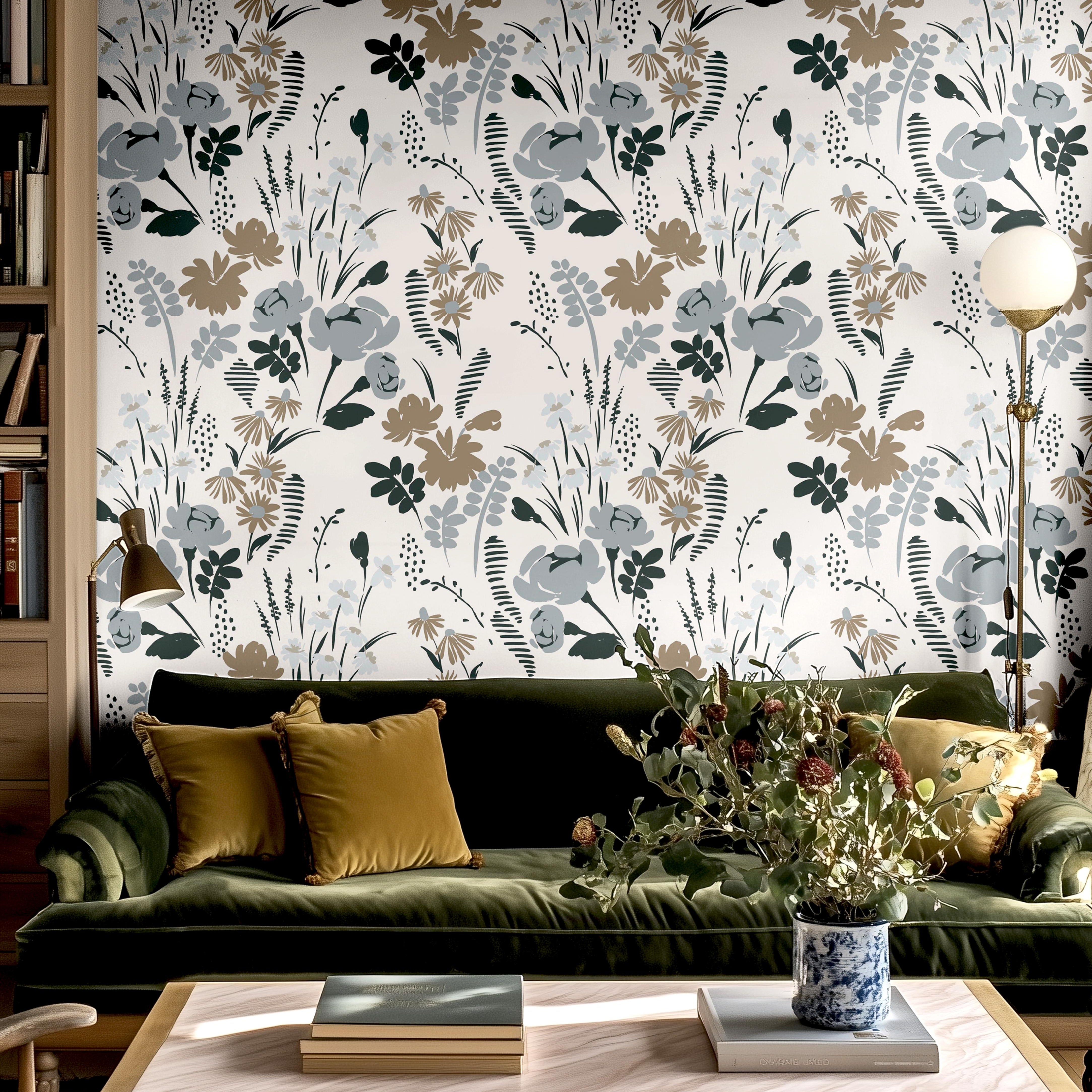 modern cottage wallpaper design installed