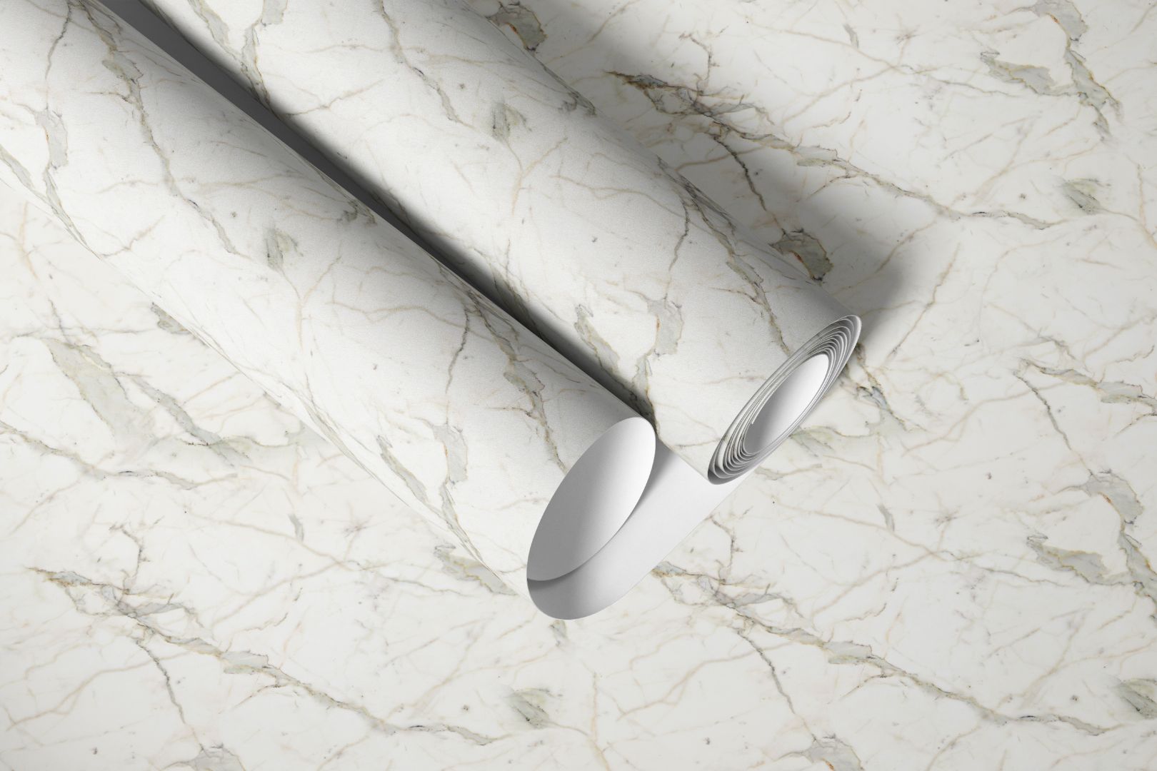 gray statuario marble contact paper close view highlighting realistic stone veining pattern