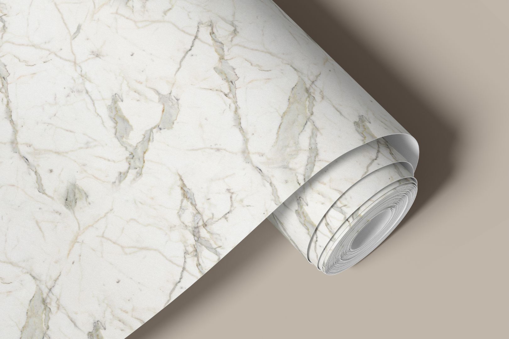 gray statuario marble peel and stick contact paper roll showing realistic marble veining