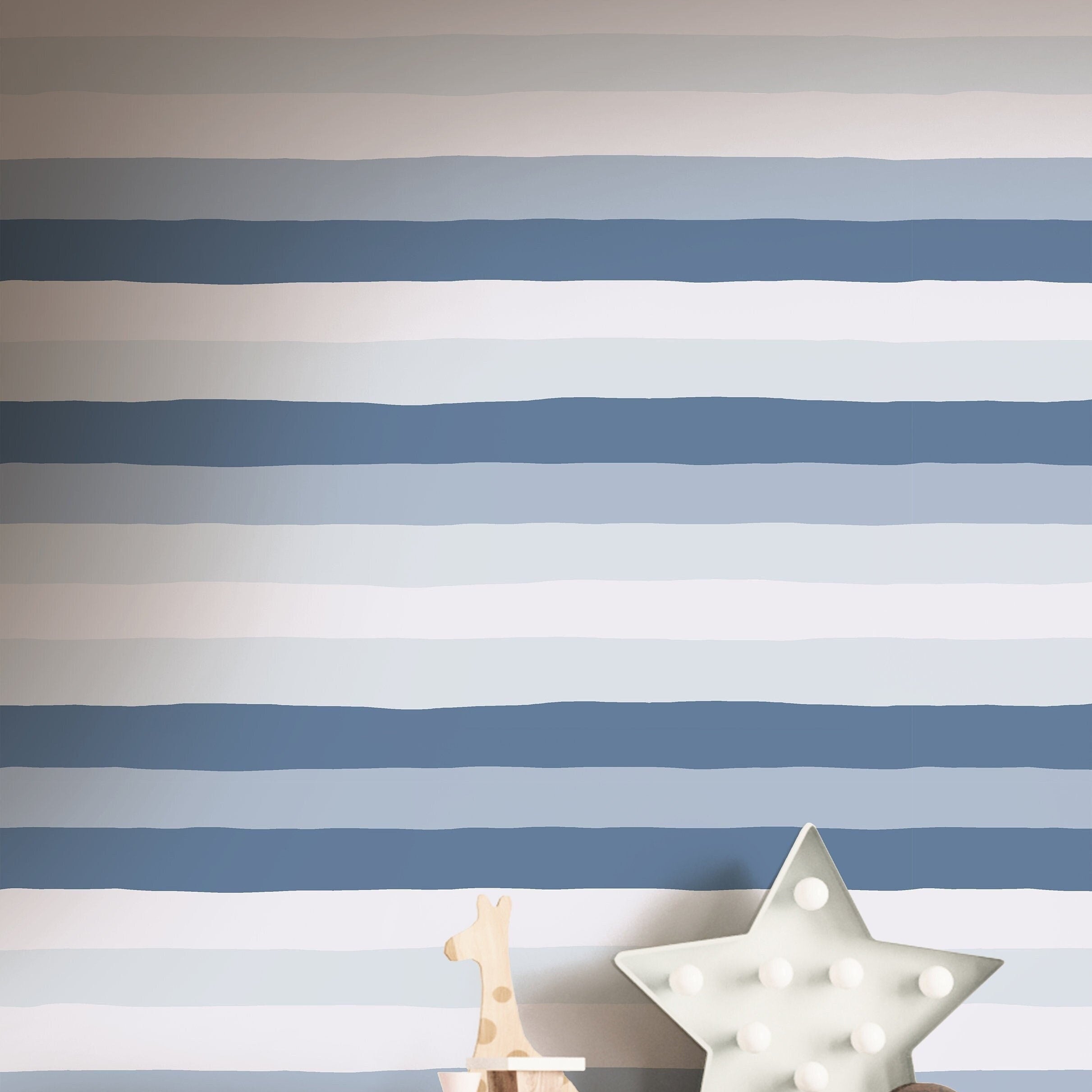 1 Panels of 24in (2ft) x 120in (10ft) Navy Blue Boys Nursery DISCOUNTED Peel and Stick HIGH-TACK Wallpaper 3699 - James And Colors