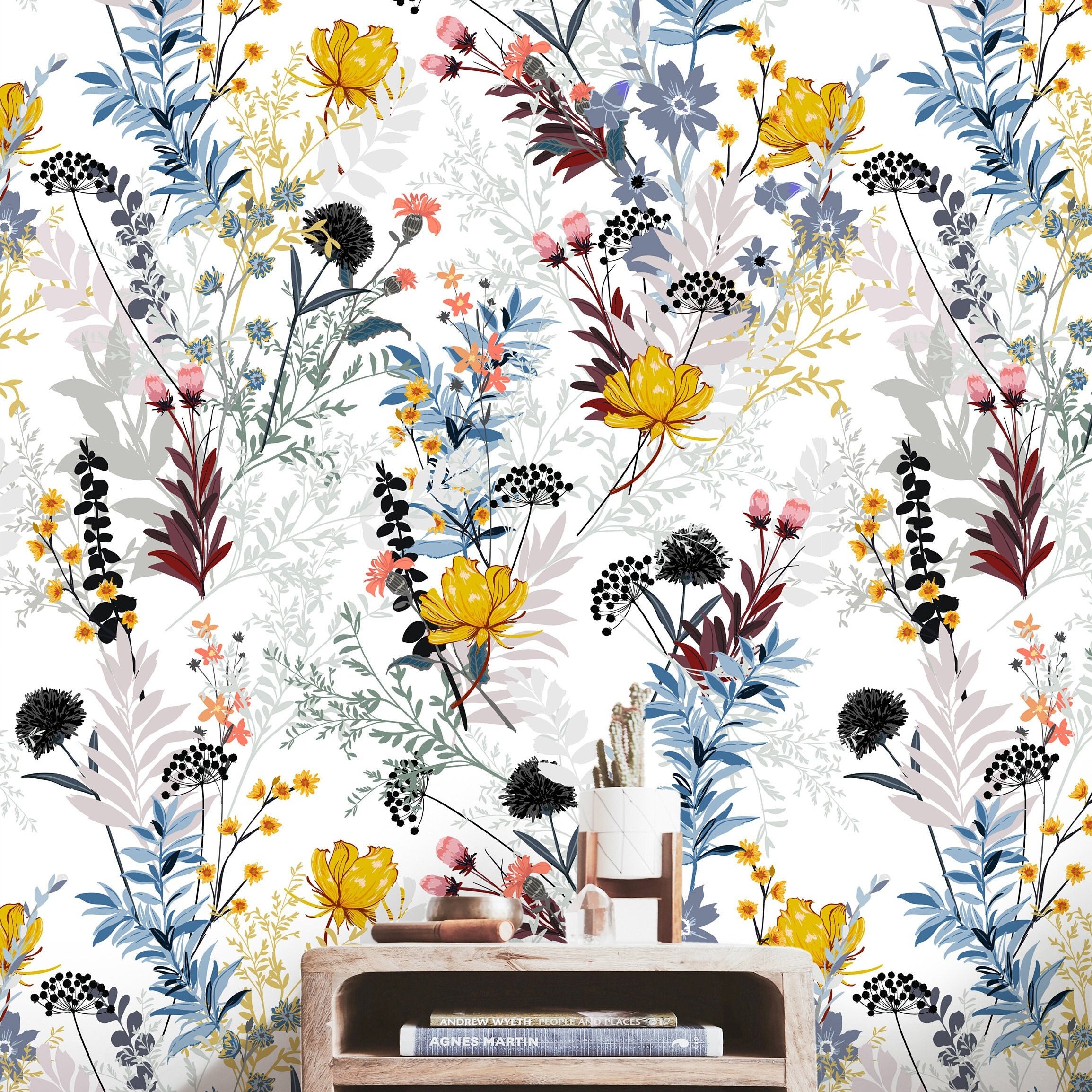 1 Panel of 24in (2ft) x 72in (6ft) Wildflower Wonderland Colorful Floral DISCOUNTED Peel and Stick TEXTURE Wallpaper 3778