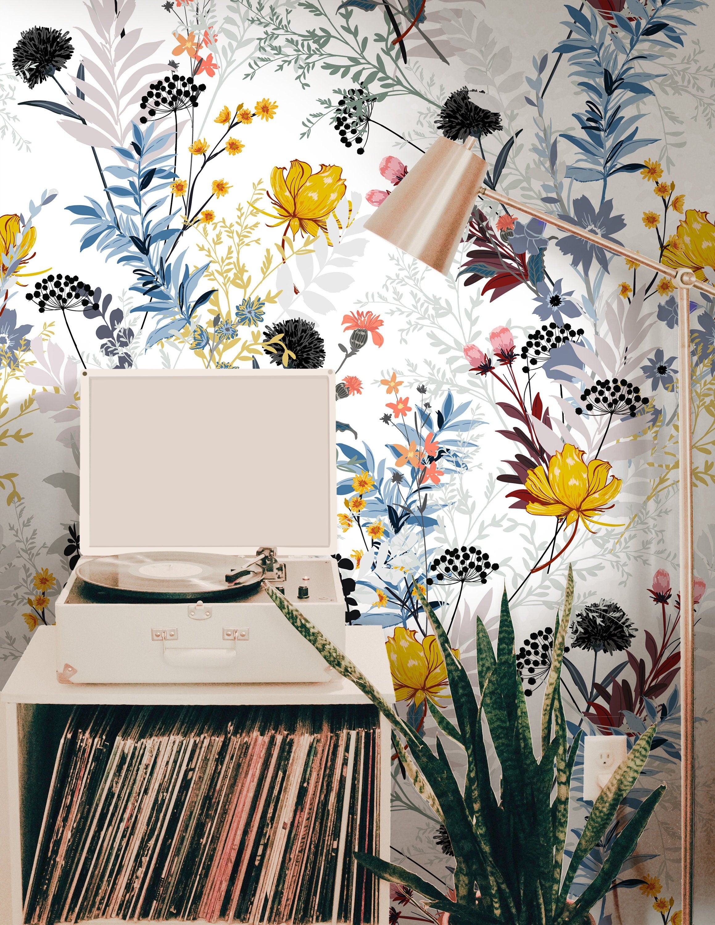 1 Panel of 24in (2ft) x 72in (6ft) Wildflower Wonderland Colorful Floral DISCOUNTED Peel and Stick TEXTURE Wallpaper 3778