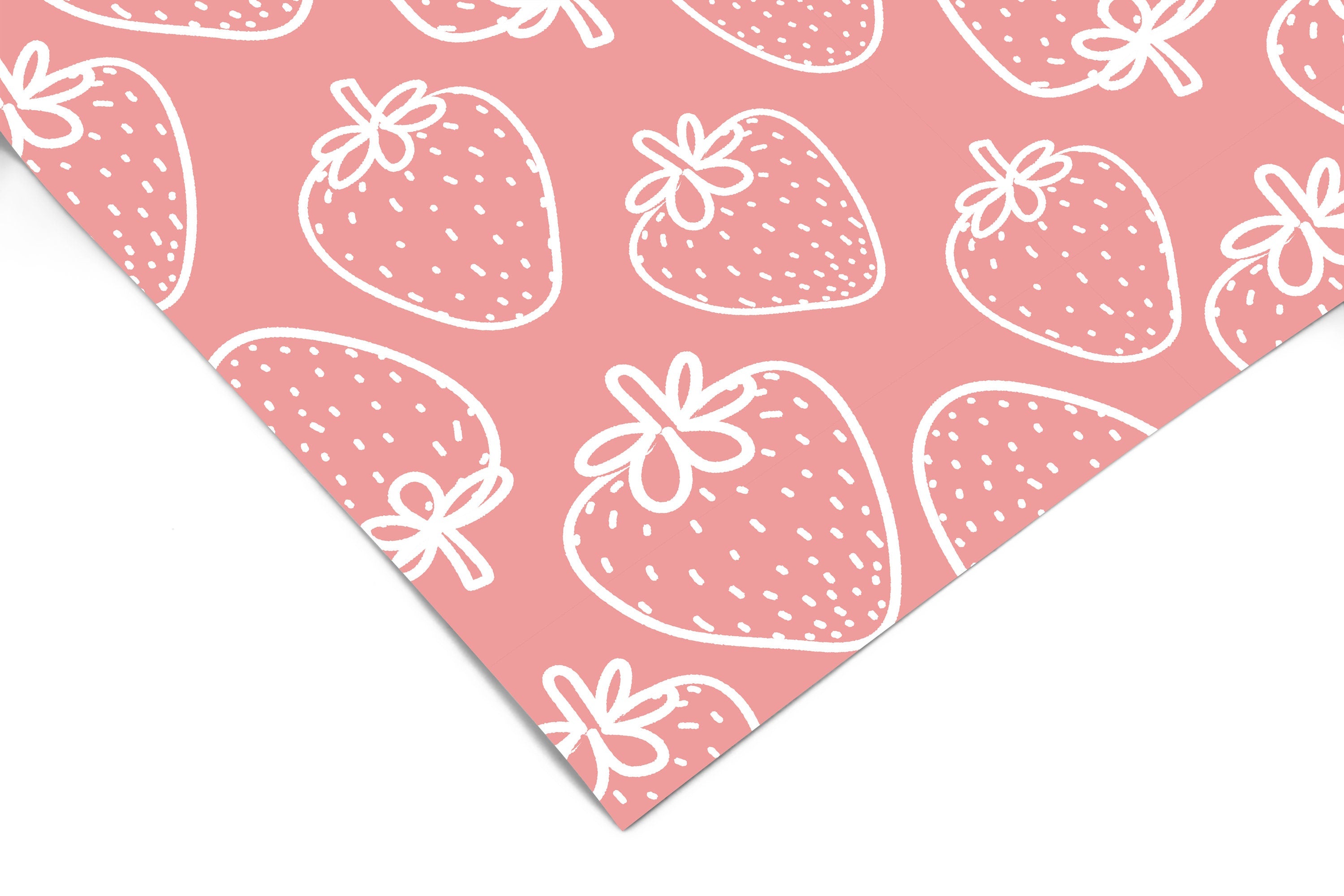 Set of 2 Sheets of 18in x 48in (4ft) Pink Strawberries DISCOUNTED Contact Paper 1178 - James And Colors