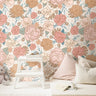 Set of 2 Panels of 24in (2ft) x 96in (8ft) Pink Floral Rose Nursery DISCOUNTED Peel and Stick Wallpaper 164