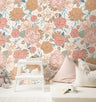 Set of 2 Panels of 24in (2ft) x 96in (8ft) Pink Floral Rose Nursery DISCOUNTED Peel and Stick Wallpaper 164
