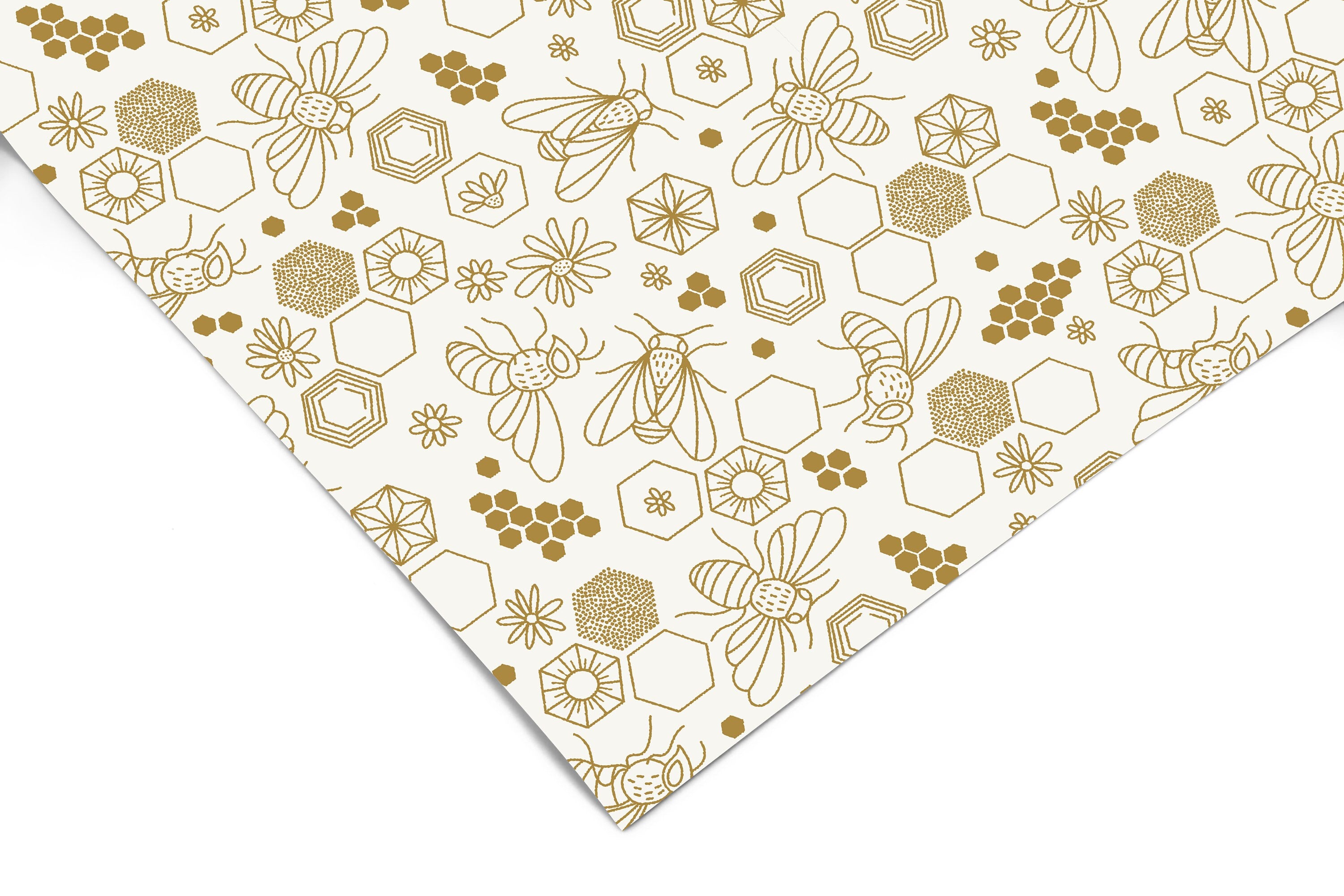1 Sheet of 24in x 48in (2ft) Golden Hive Honeybee DISCOUNTED Contact Paper 1360 - James And Colors