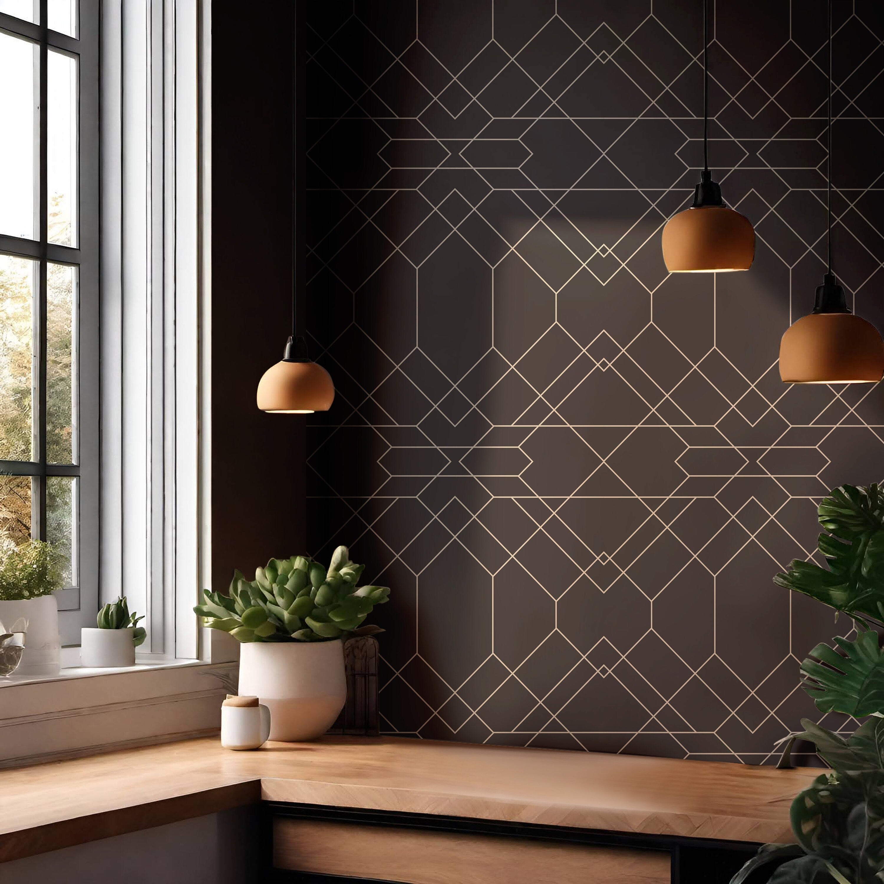 Wallpaper Peel and Stick Wallpaper Geometric Modern Black Minimalist Wallpaper Wall Decor Home Decor Wall Art Room Decor 1227 - James And Colors