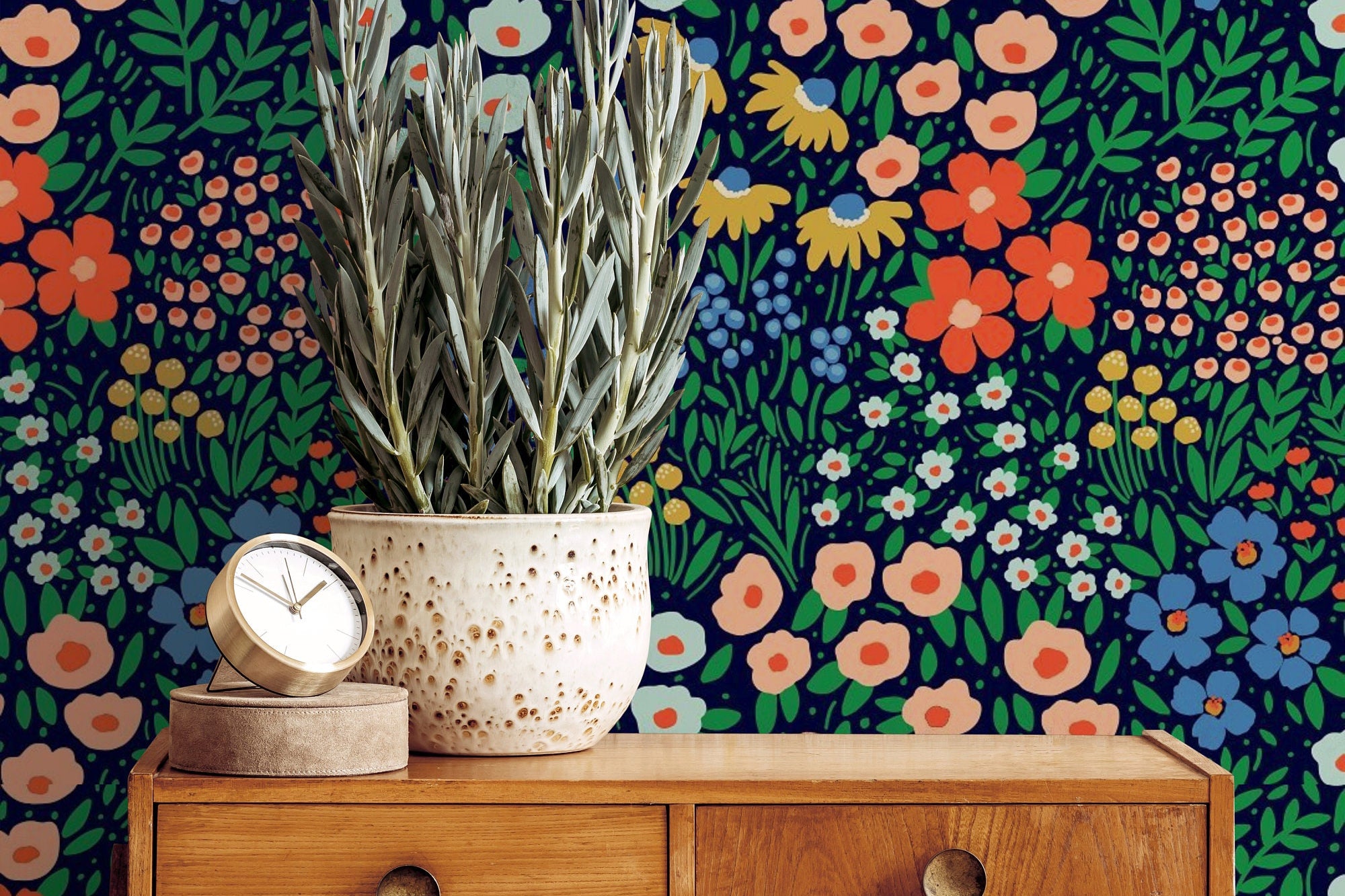 Vibrant Colorful Floral Maximalist Wallpaper Peel and Stick Wallpaper Removable Wallpaper Wall Decor Home Decor Wall Art Room Decor 1271a
