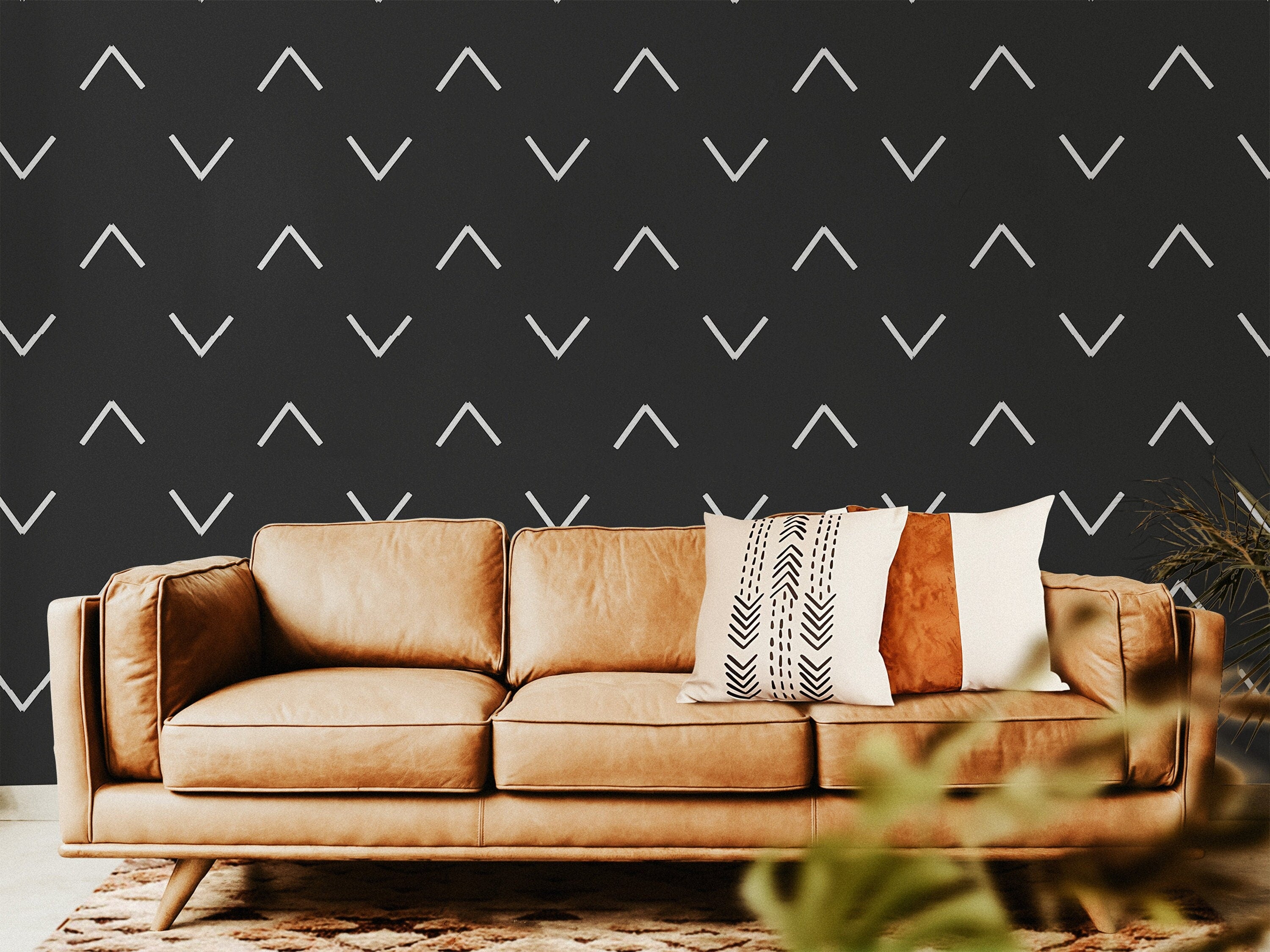 Wallpaper Peel and Stick Wallpaper Black White Minimalist Boho Chevron Removable Wallpaper Wall Decor Home Decor Wall Art Room Decor 1276 - James And Colors