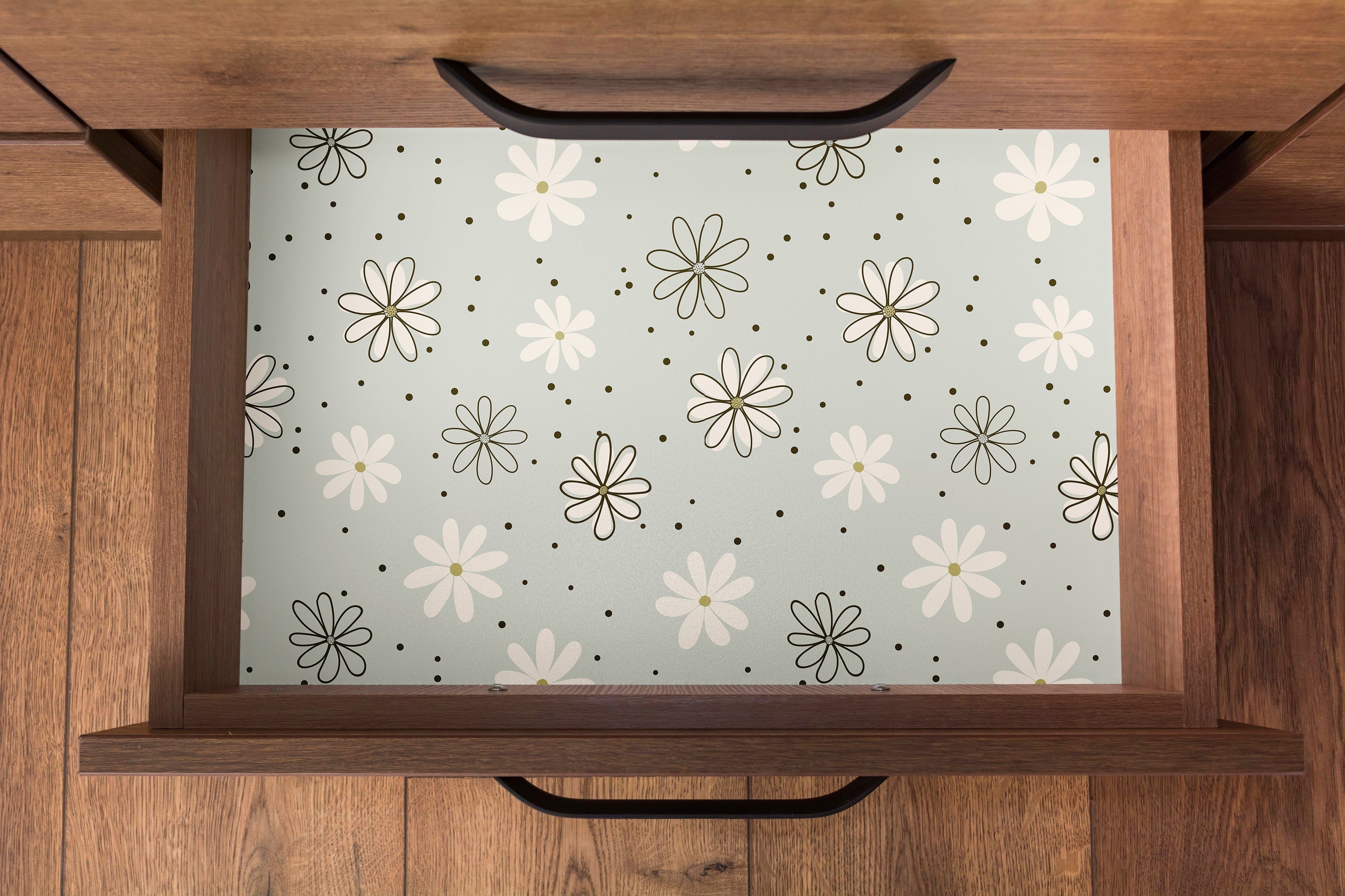 Daisy Dots | Mint Floral Removable Contact Paper for Shelves, Cabinets, Walls, DIY Home Decor 1797