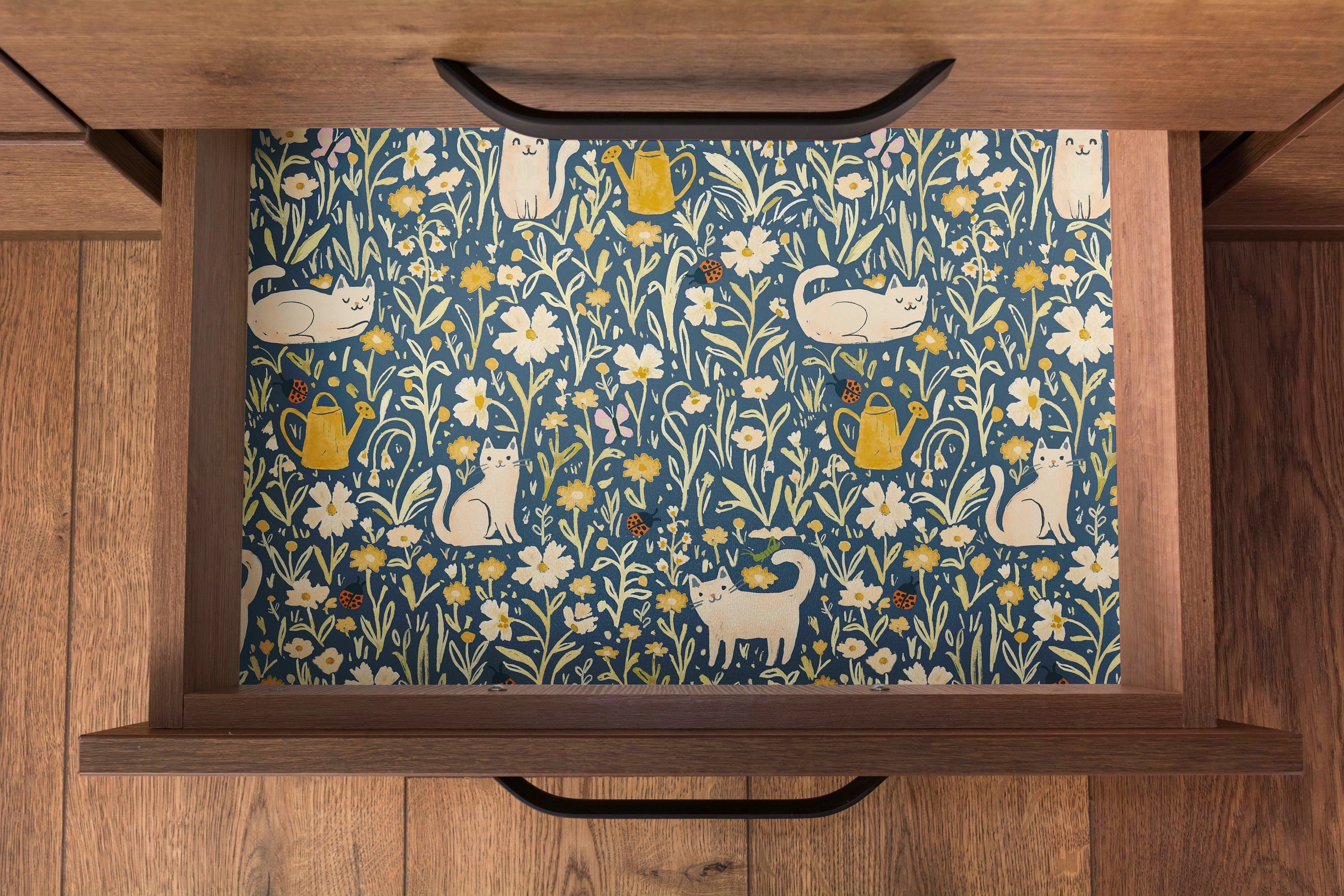 Meow Meadow | Navy Floral Removable Contact Paper for Shelves, Cabinets, Walls, DIY Home Decor 1791