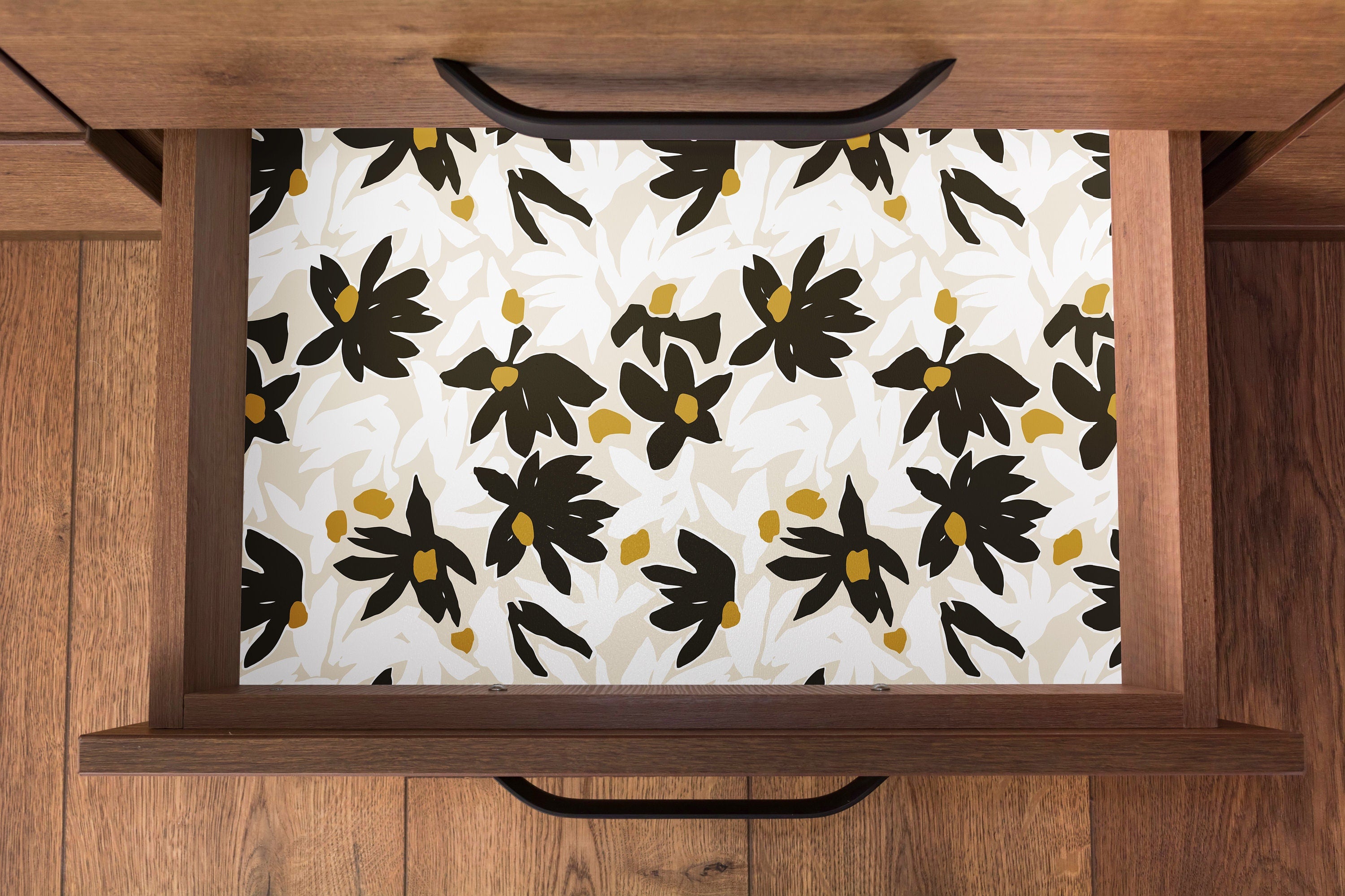 Moody Meadow | Golden Floral Removable Contact Paper for Shelves, Cabinets, Walls, DIY Home Decor 1794